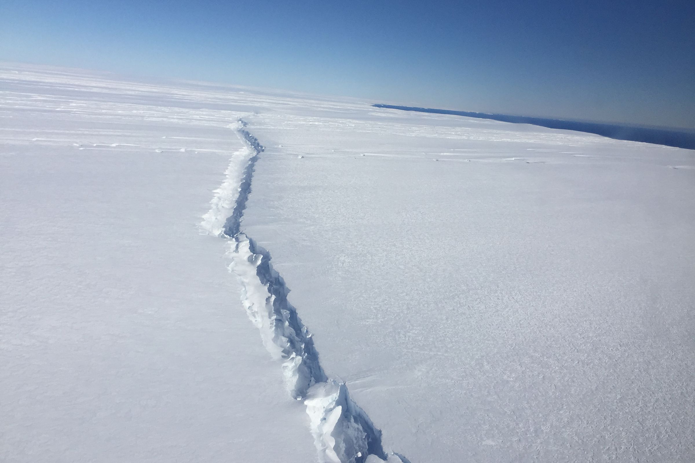 A rift in Pine Island Glacier ice shelf in West Antarctica, photographed on November 4th.