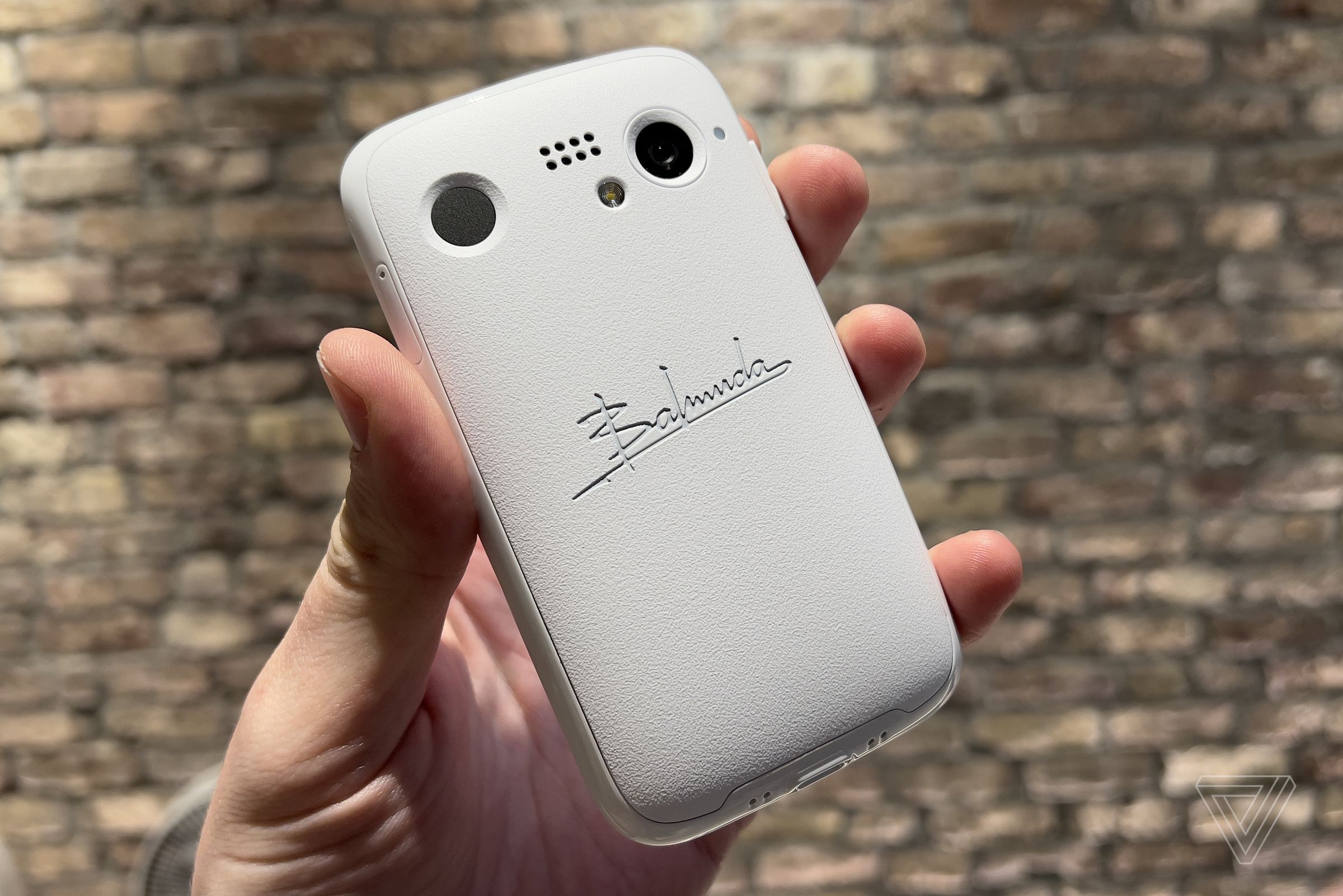 The Balmuda Phone has a textured plastic back and comes in black or white.
