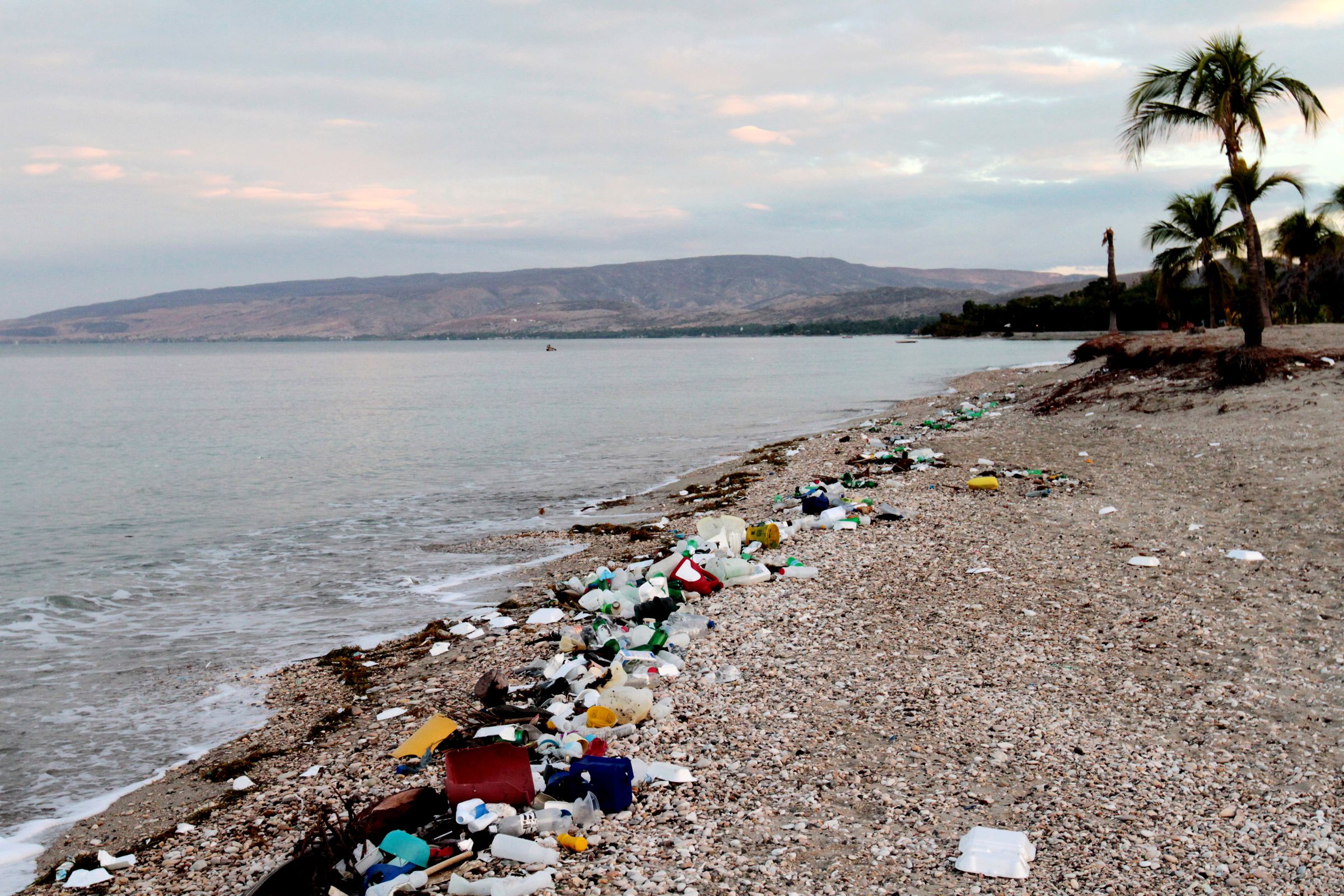 Plastic along coastline of Haiti