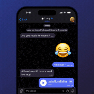 A gif demonstrating the new message vaporizing animation for Telegram users on iOS.