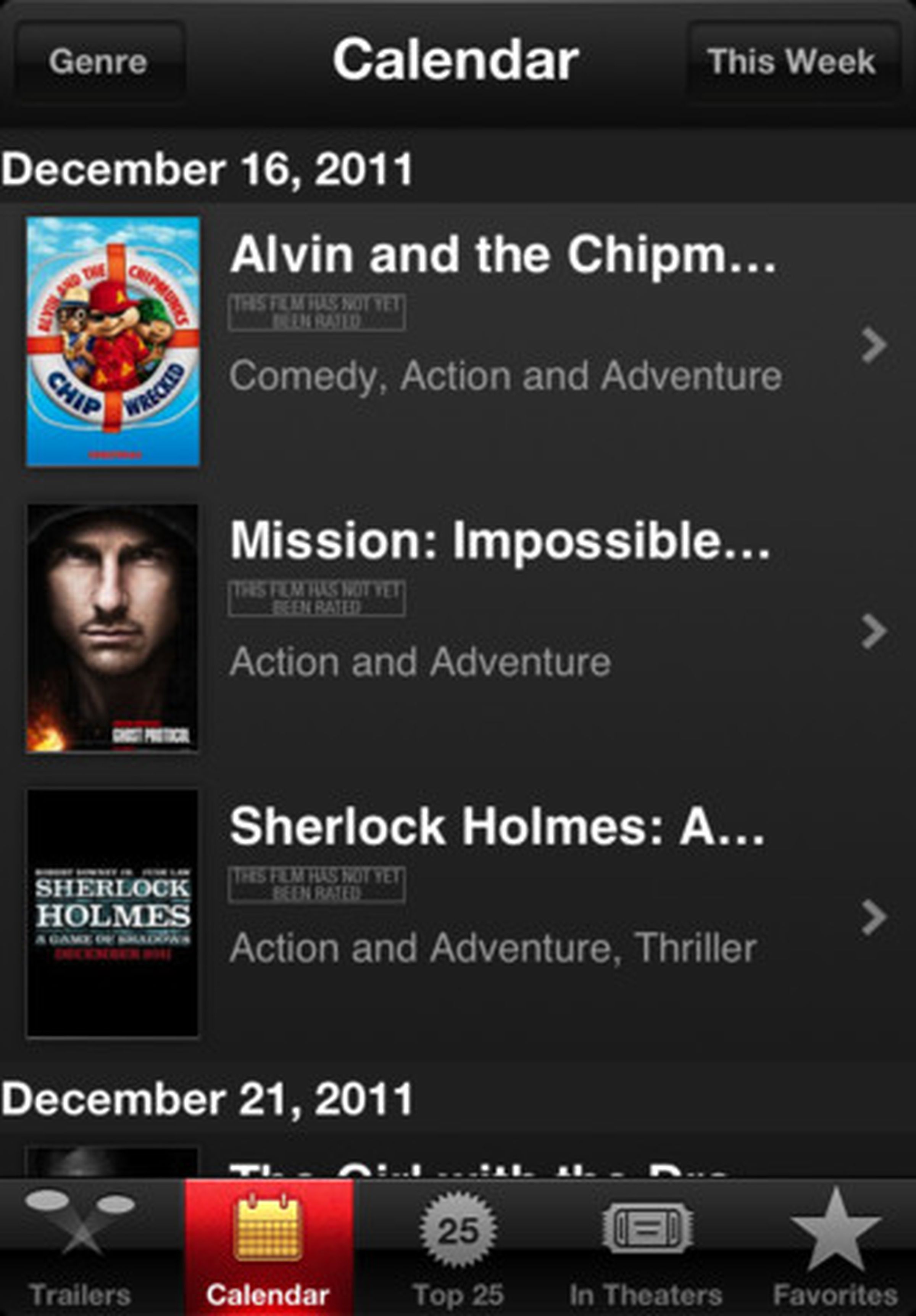 iTunes Movie Trailers app
