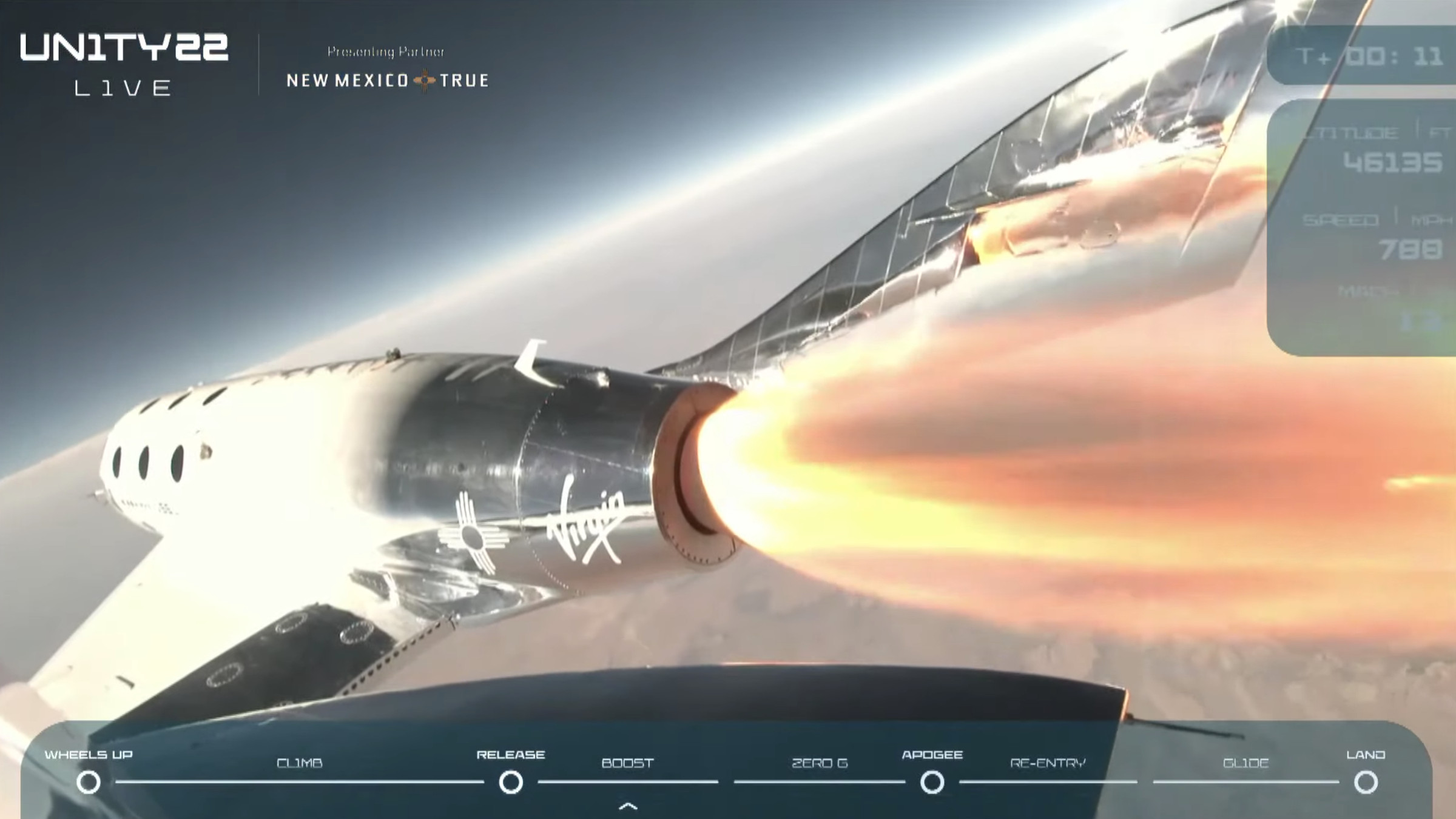 The SpaceShipTwo rocket ignites
