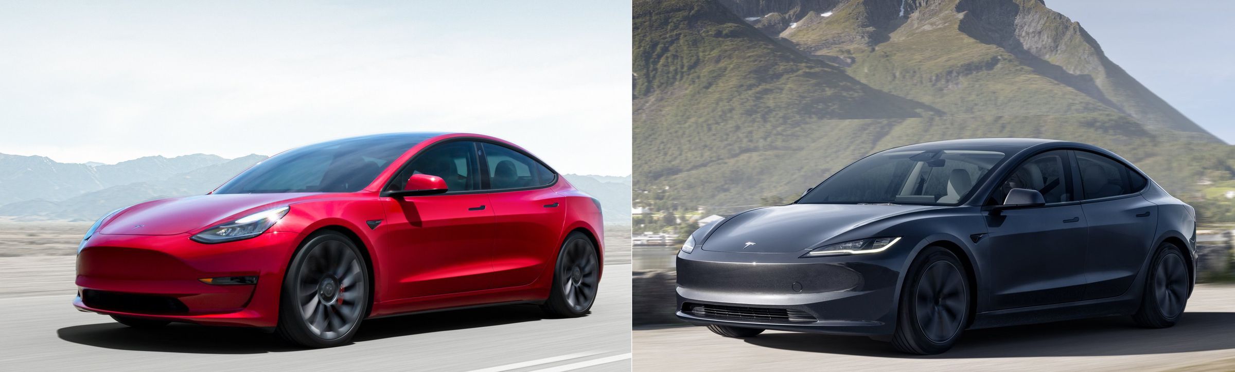 2023 Model 3 side by side with 2024 Model 3.