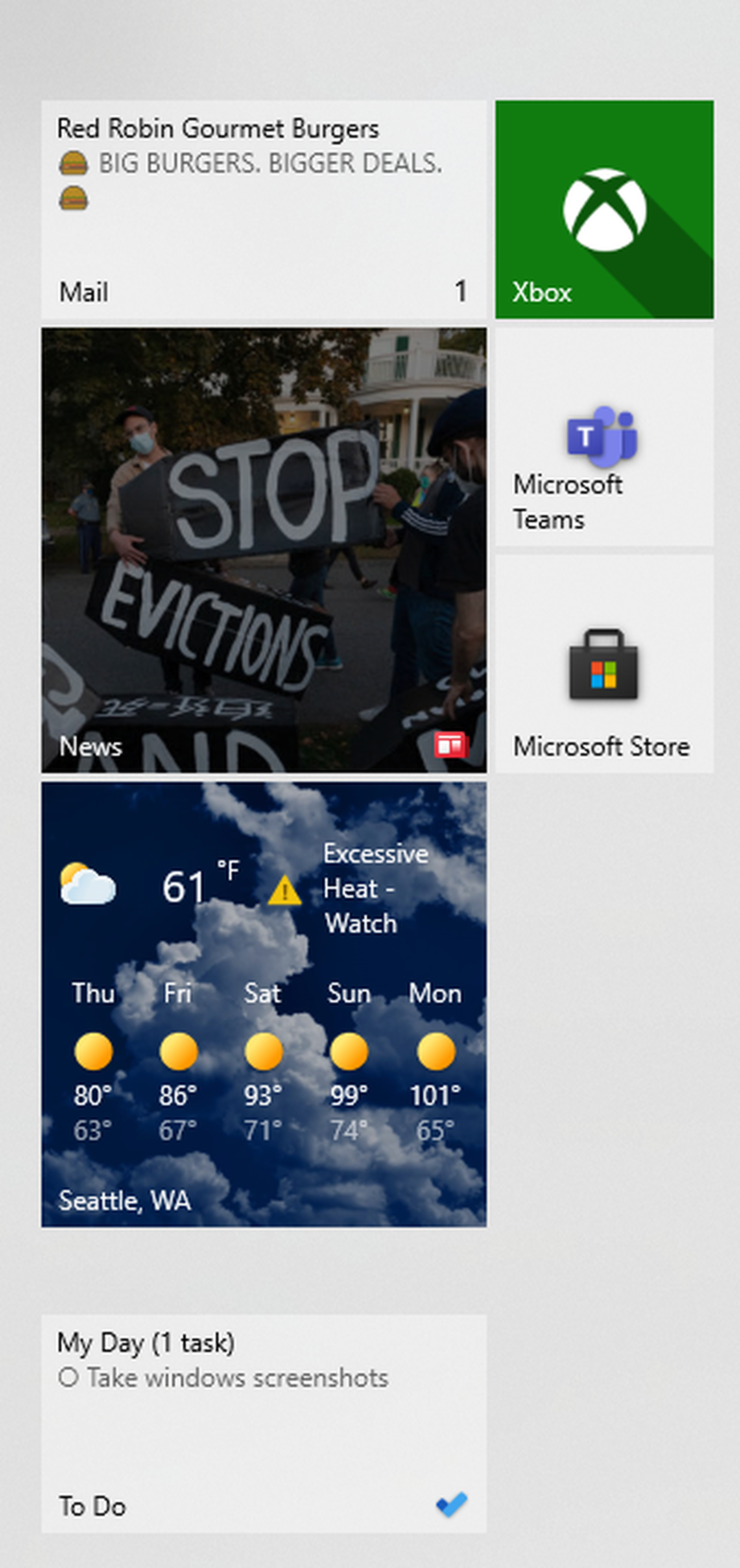 Windows 10’s Live Tiles in the Start menu.