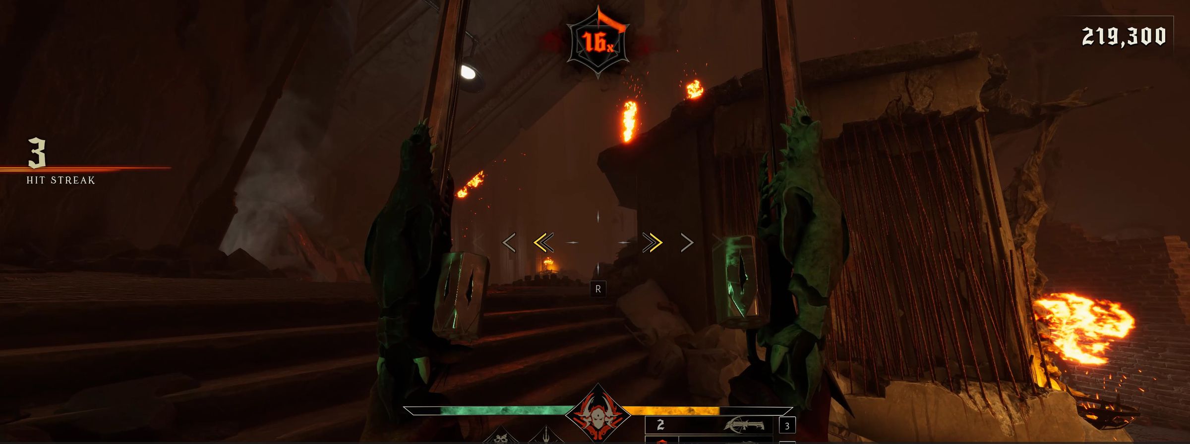 A gameplay screenshot of Metal: Hellsinger