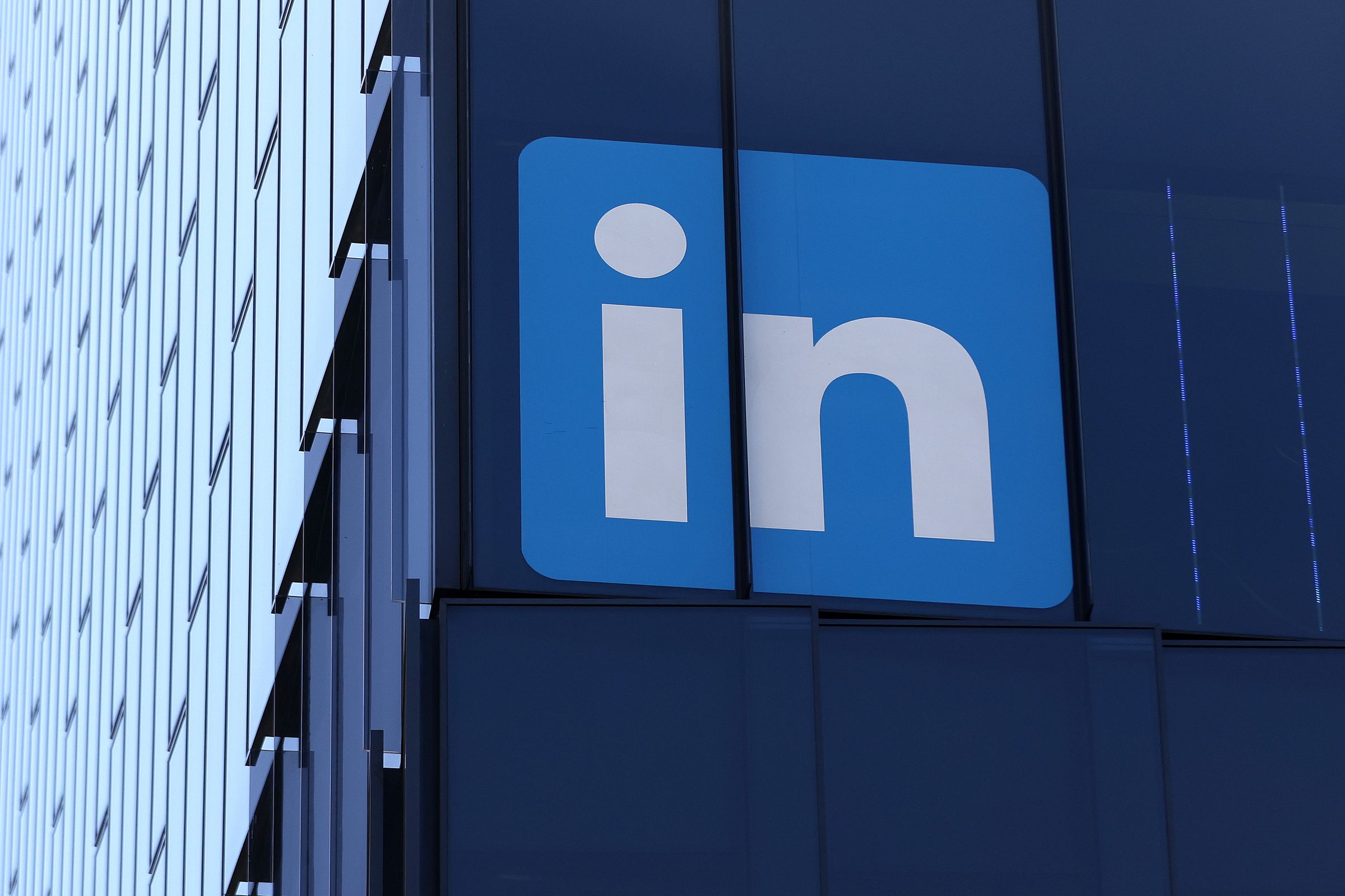 LinkedIn logo on side of a building