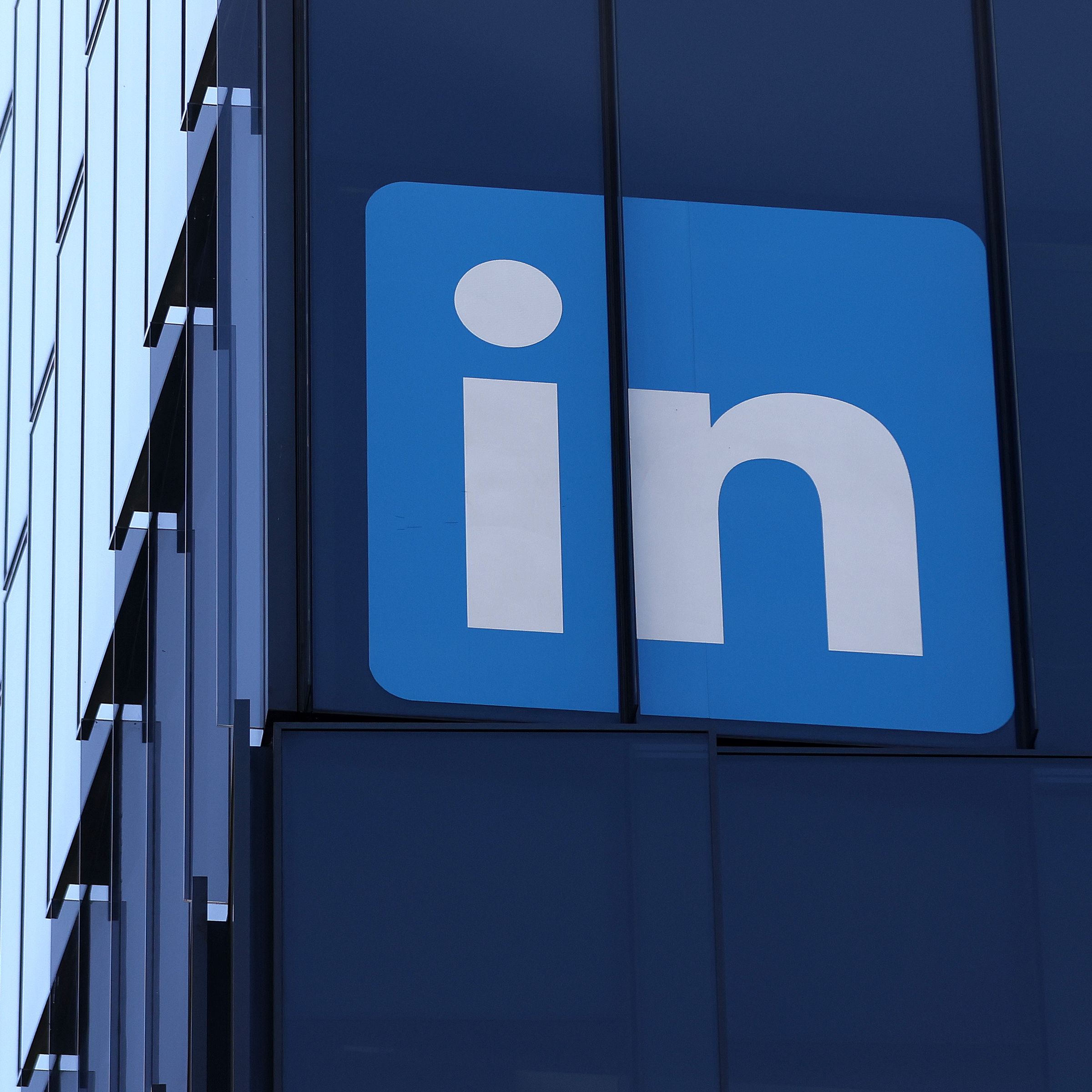 LinkedIn logo on side of a building