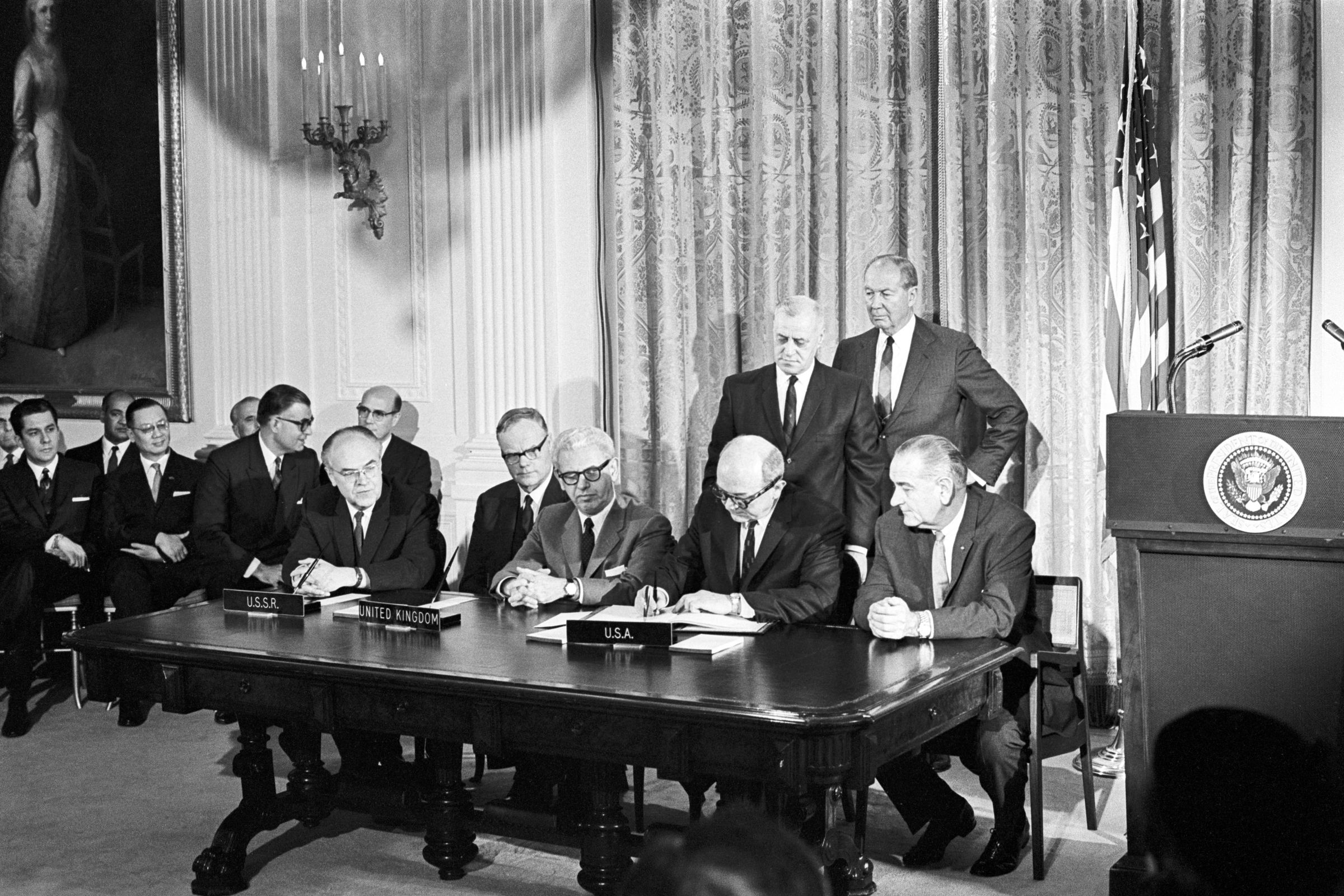 The signing of the Outer Space Treaty.