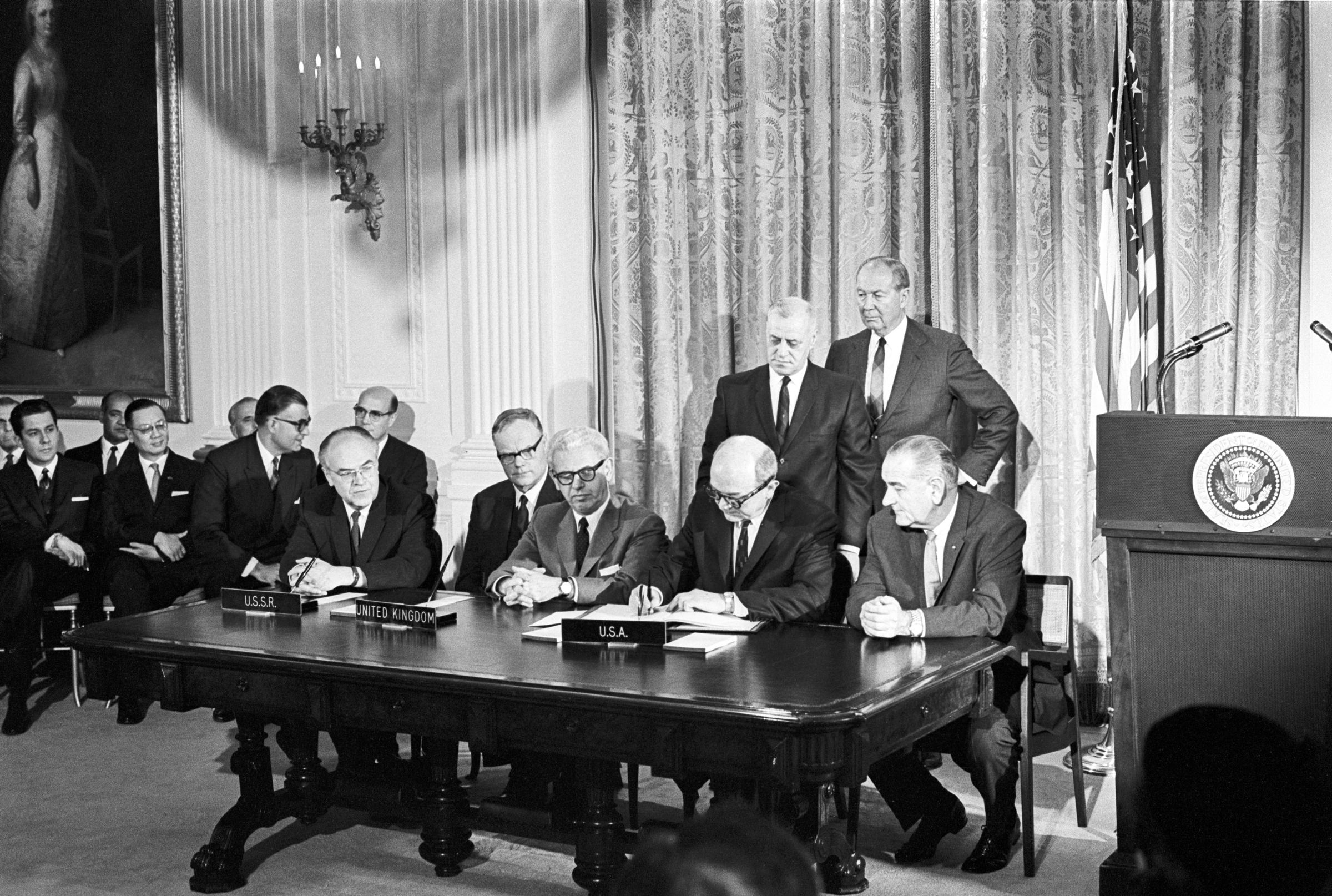 The signing of the Outer Space Treaty