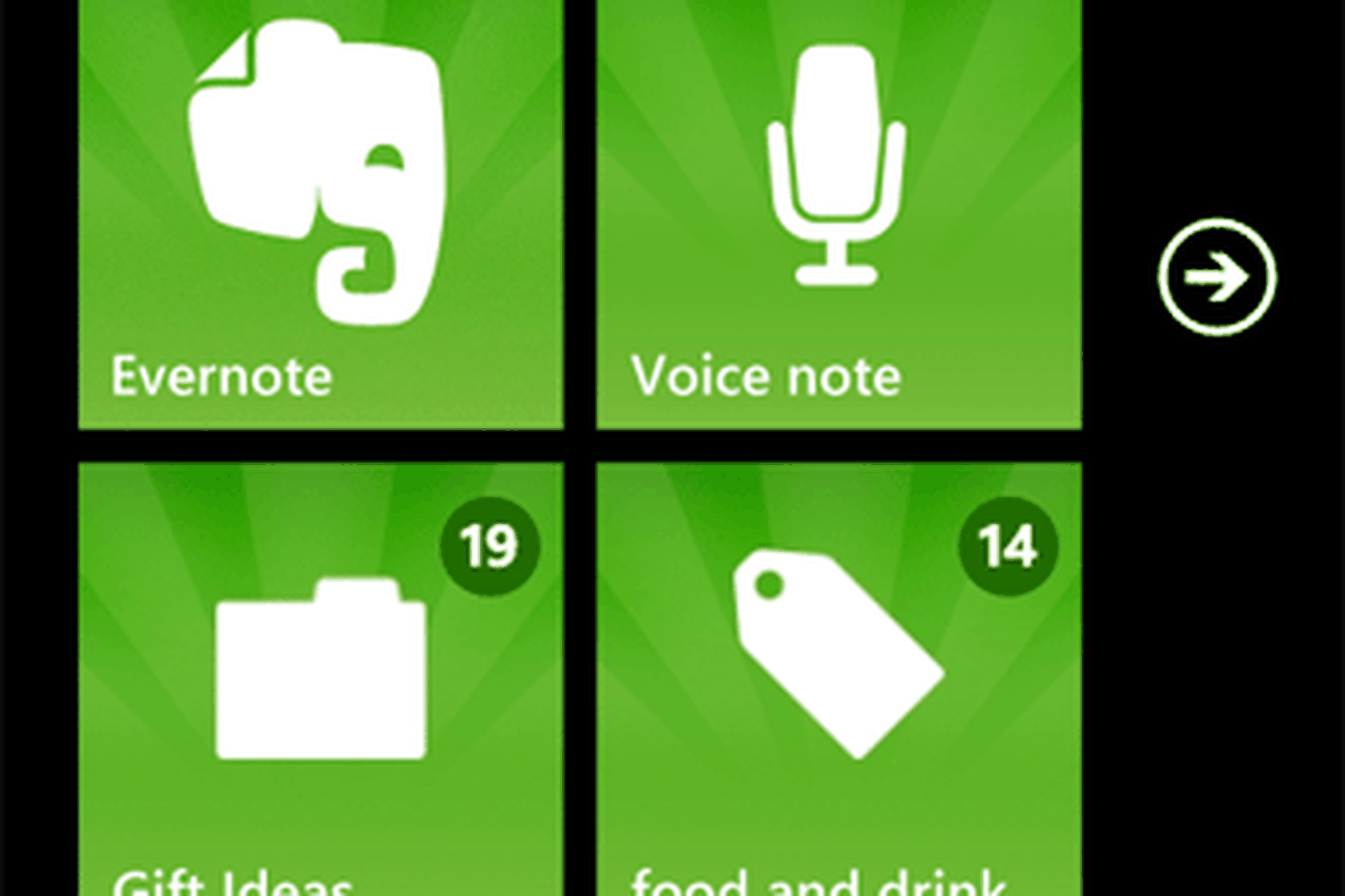 Evernote WP7 Tiles