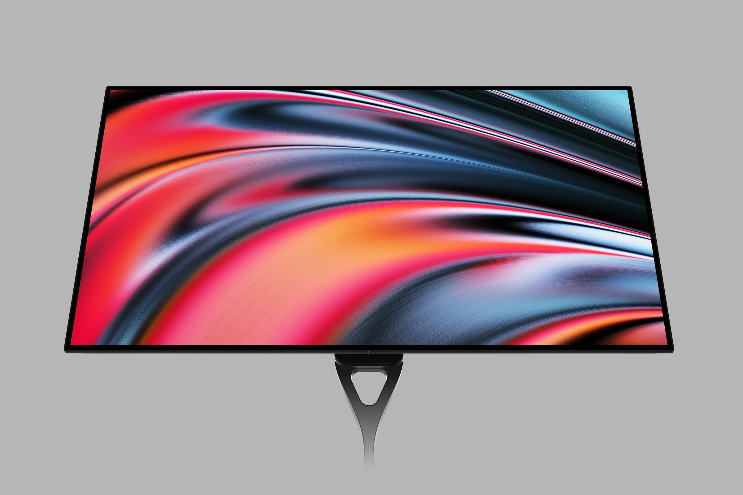 Wavy colors in a rectangular box with a thin monitor stand underneath.