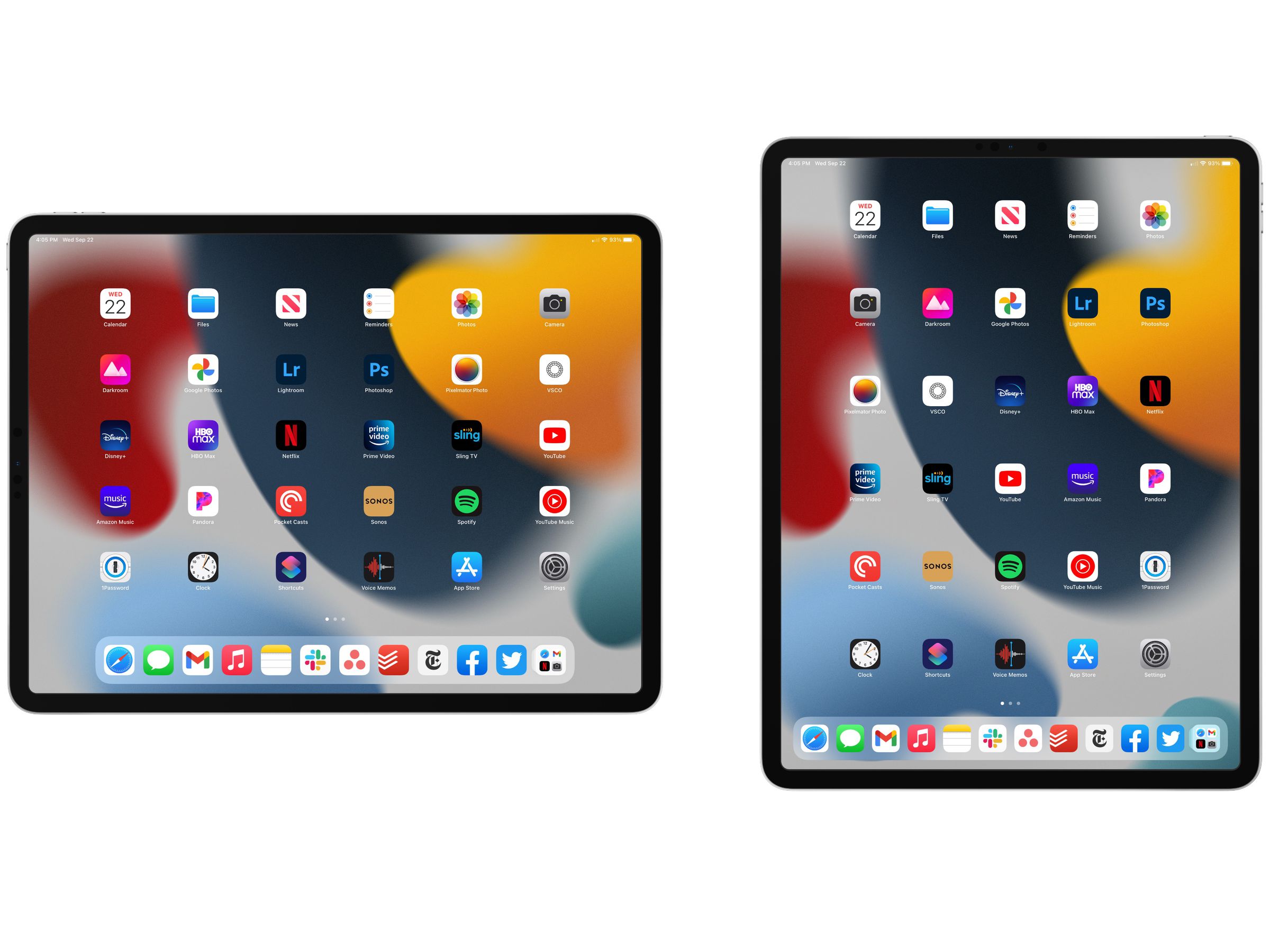 With iPadOS 15, the homescreen is 6 x 5 in landscape and 5 x 6 in portrait. (Total icons vary by iPad type and screen size.)