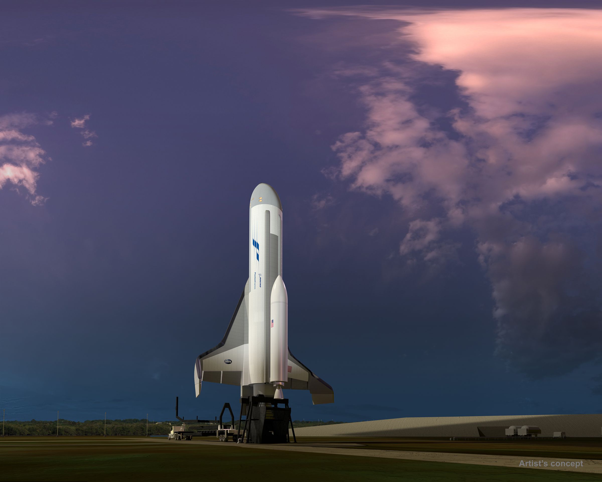 A rendering of the Phantom Express preparing for launch.