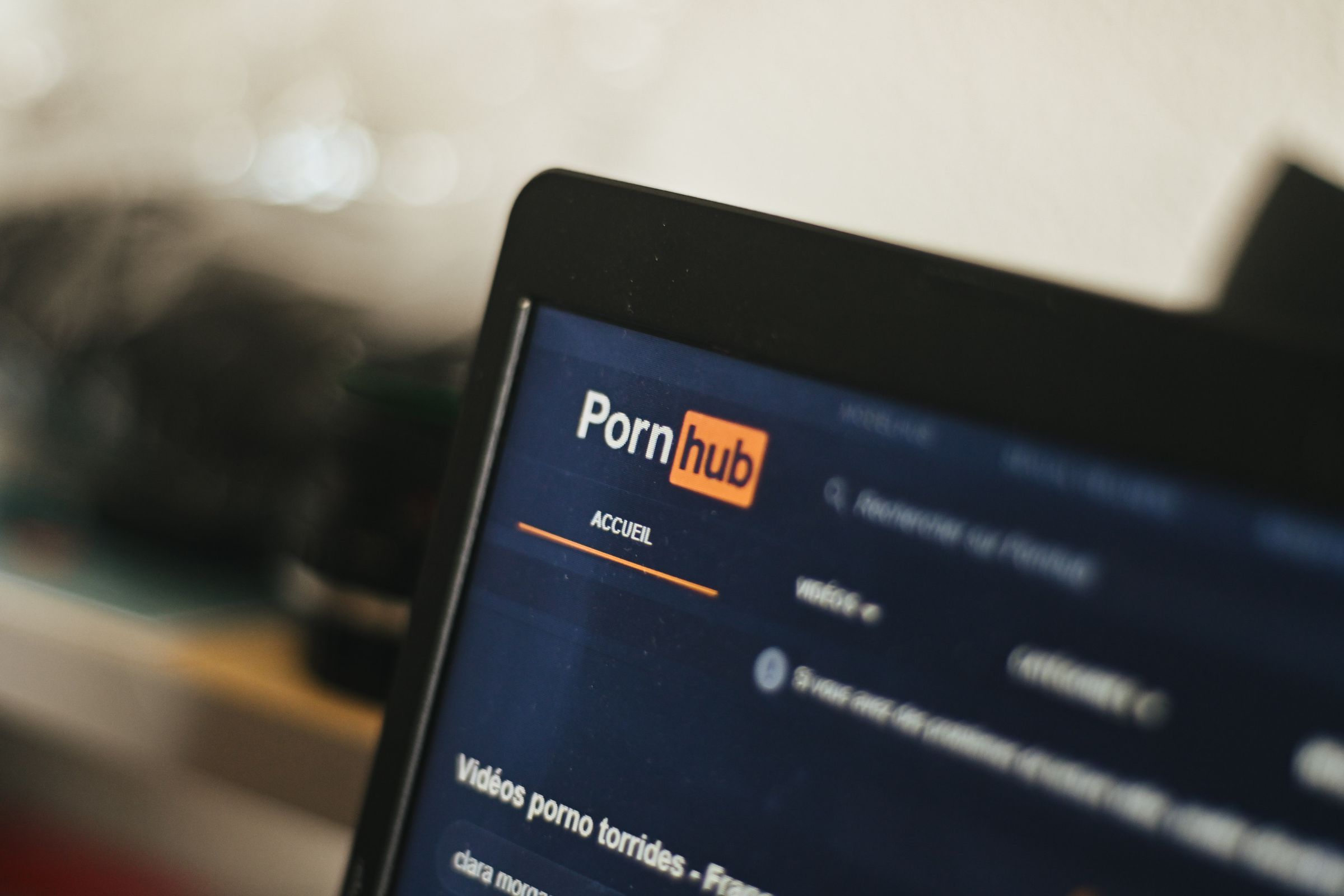 A photo showing Pornhub’s website open on a laptop