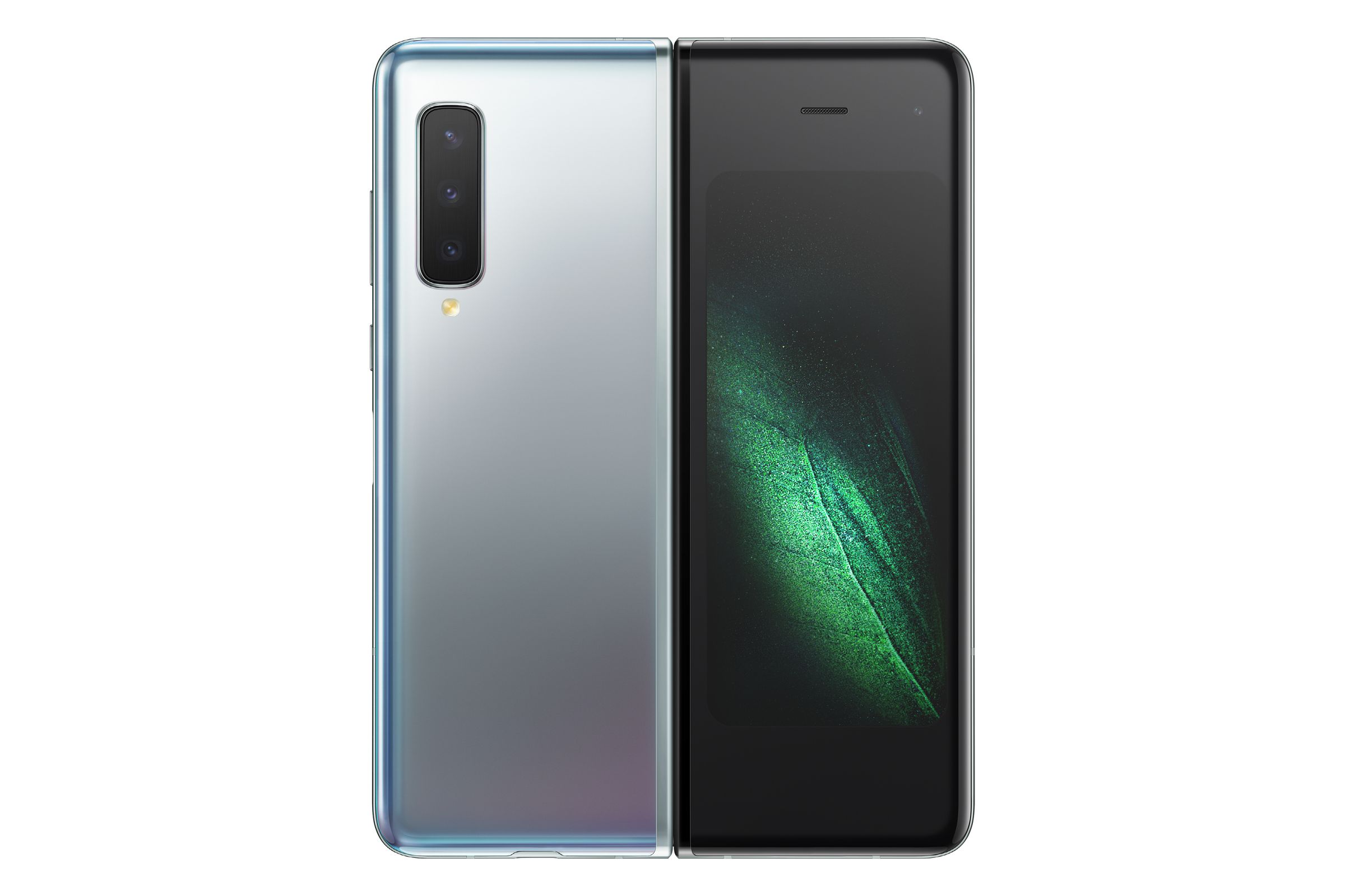 The 4.6-inch screen on the outside of the Galaxy Fold is framed by enormous bezels at top and bottom.