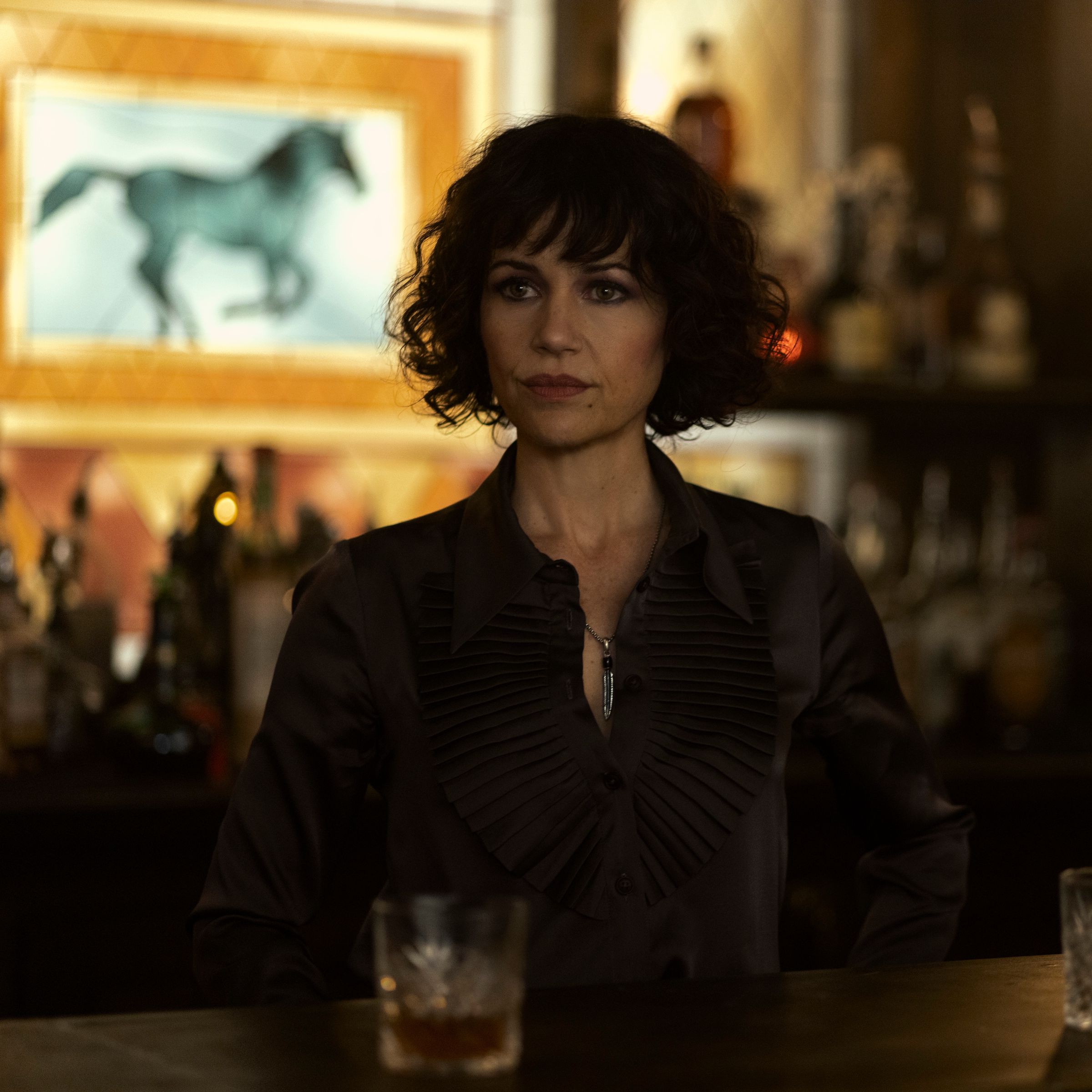A still photo of Carla Gugino in the Netflix TV series The Fall of the House of Usher.
