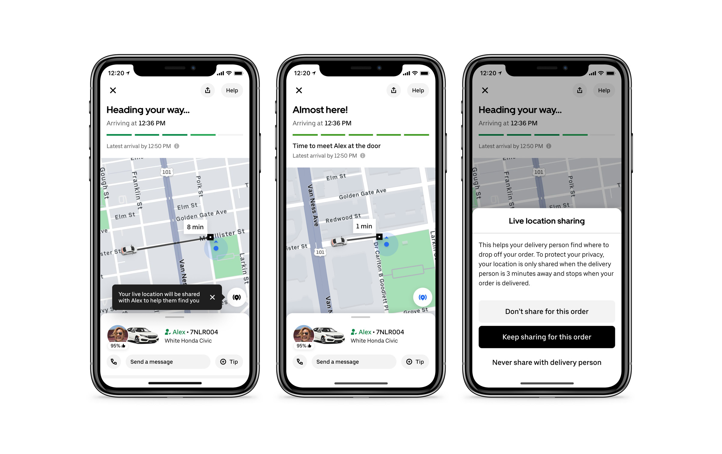 Uber live location sharing