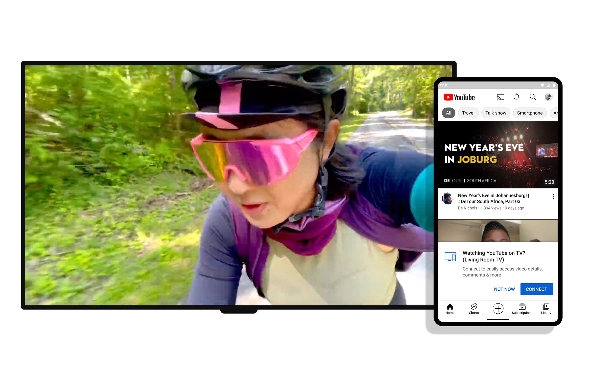 YouTube’s new Connect feature should work on most TVs, with no setup or software.