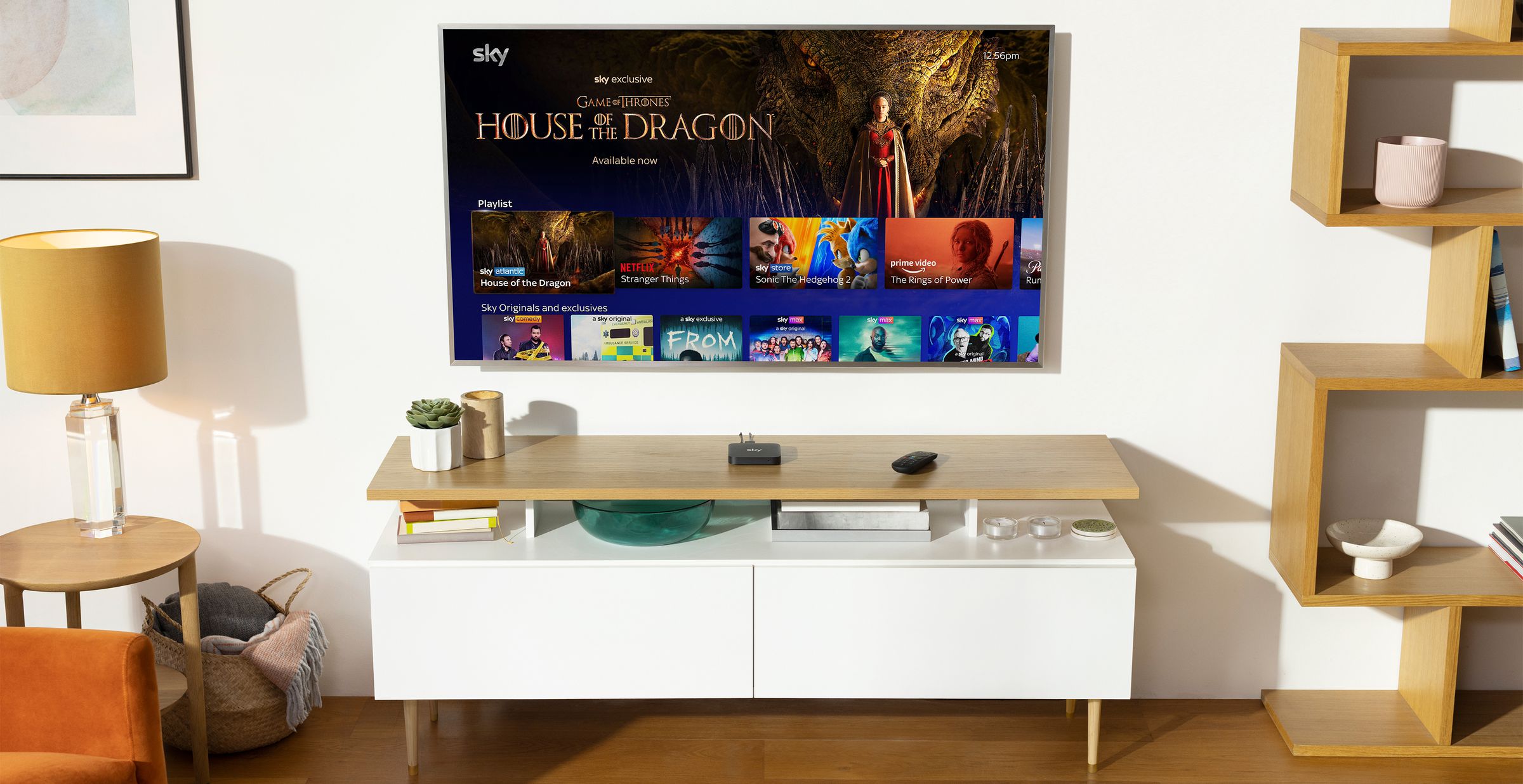 Sky Stream has the same interface as Sky Glass in a living room environment