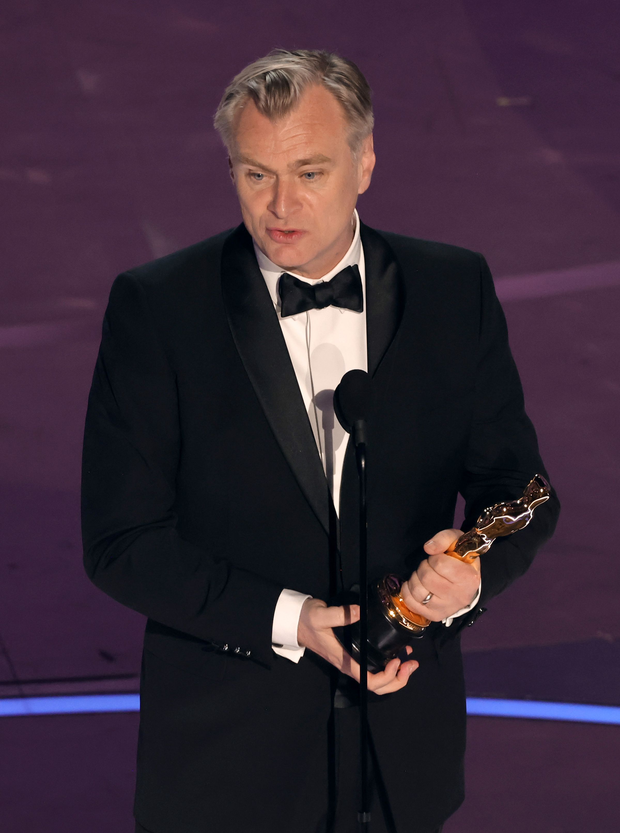 HOLLYWOOD, CALIFORNIA - MARCH 10: Christopher Nolan accepts the Best Director award for “Oppenheimer” onstage during the 96th Annual Academy Awards at Dolby Theatre on March 10, 2024 in Hollywood, California.