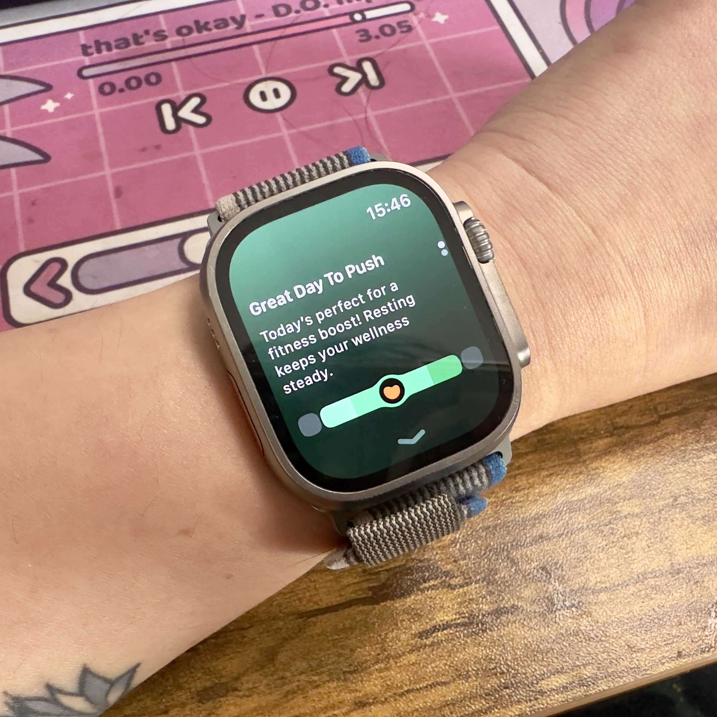 Person looking at the Gentler Streak app on their Apple Watch
