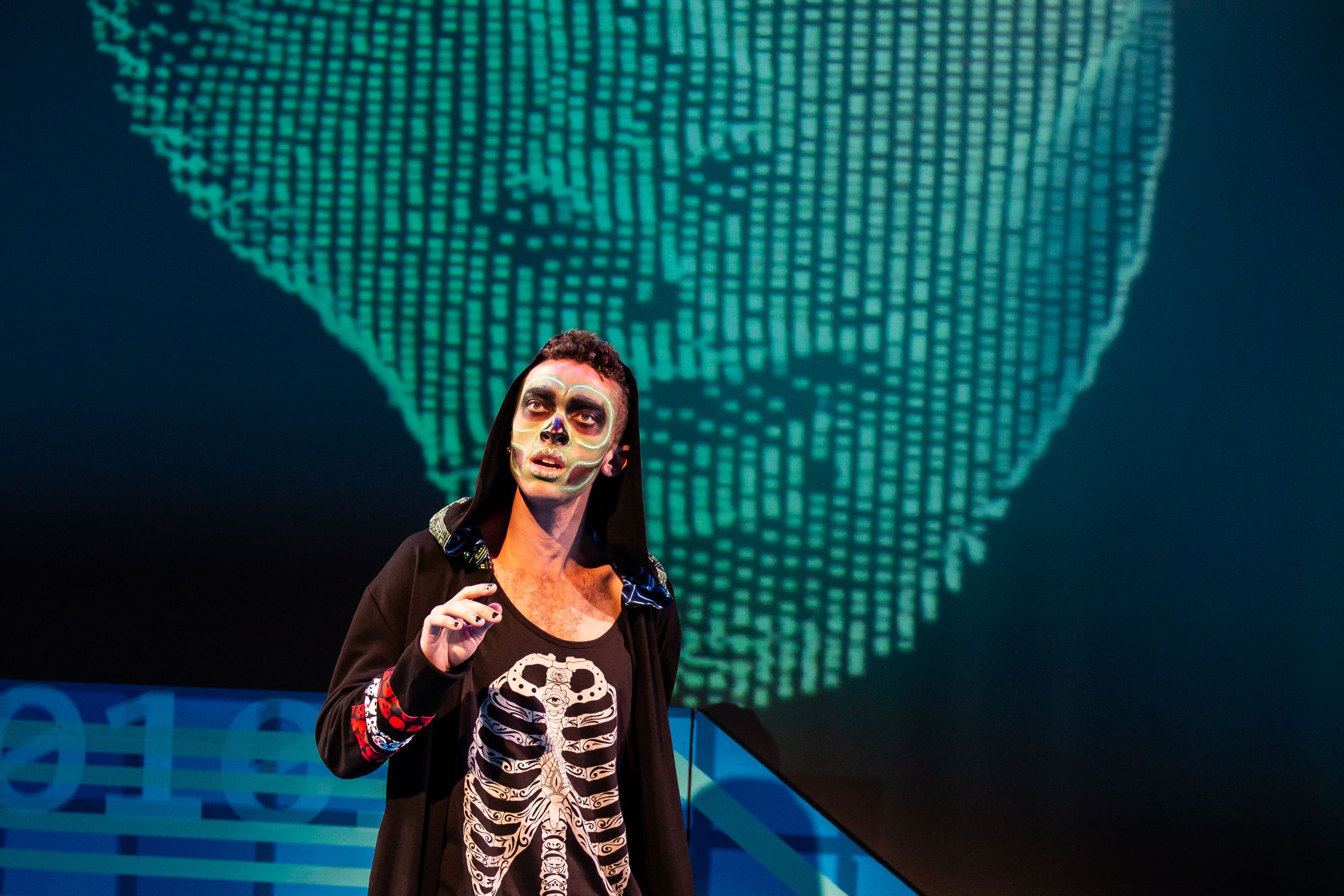 Jordon Bolden as Skull in the new musical Emojiland