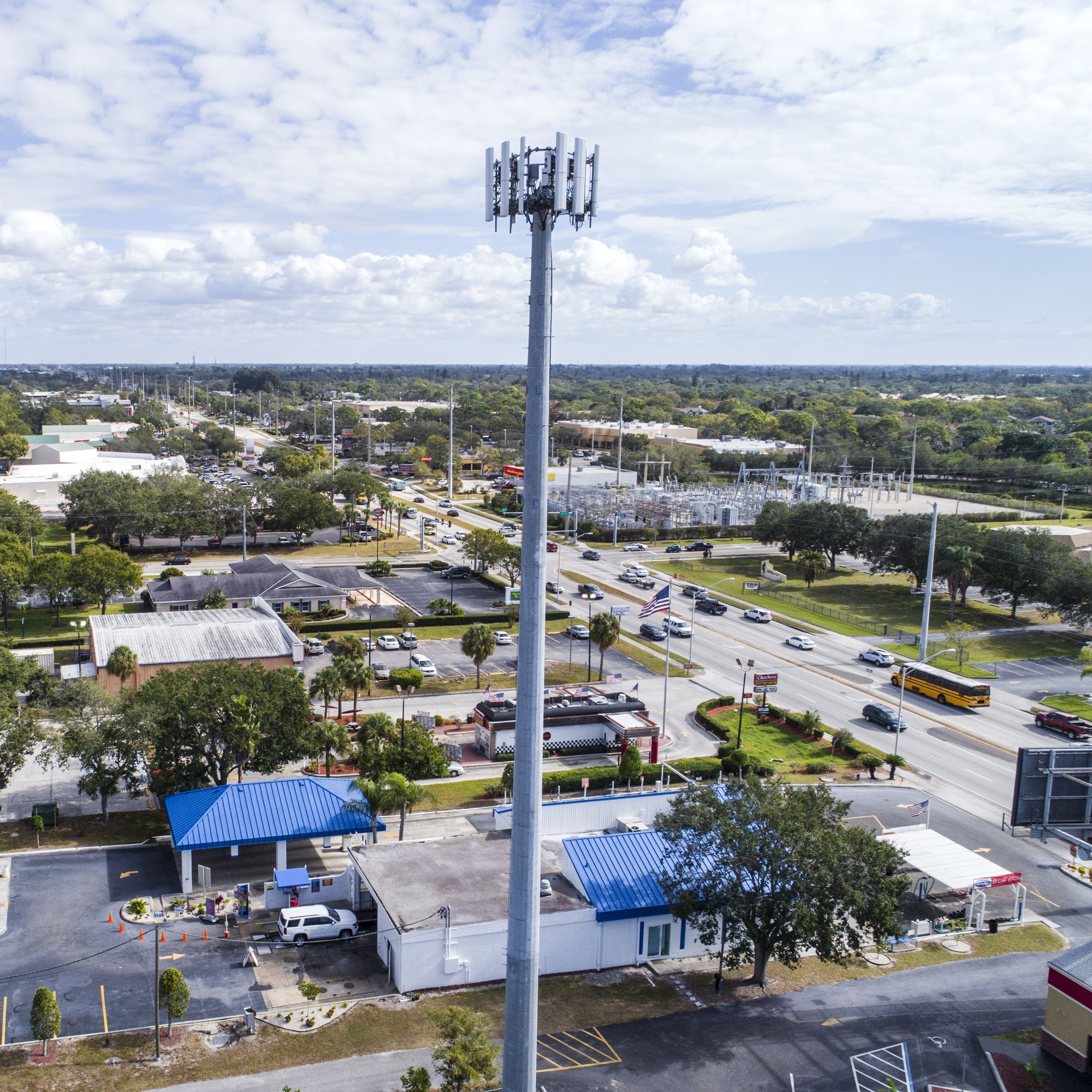 Florida, Bradenton, Cortez Road, aerial view and cell phone tower