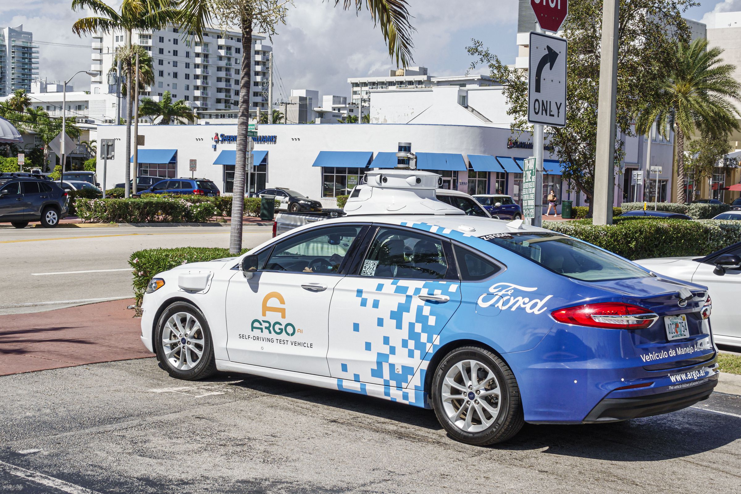 Florida, Miami Beach, ARGO self driving test vehicle by Ford