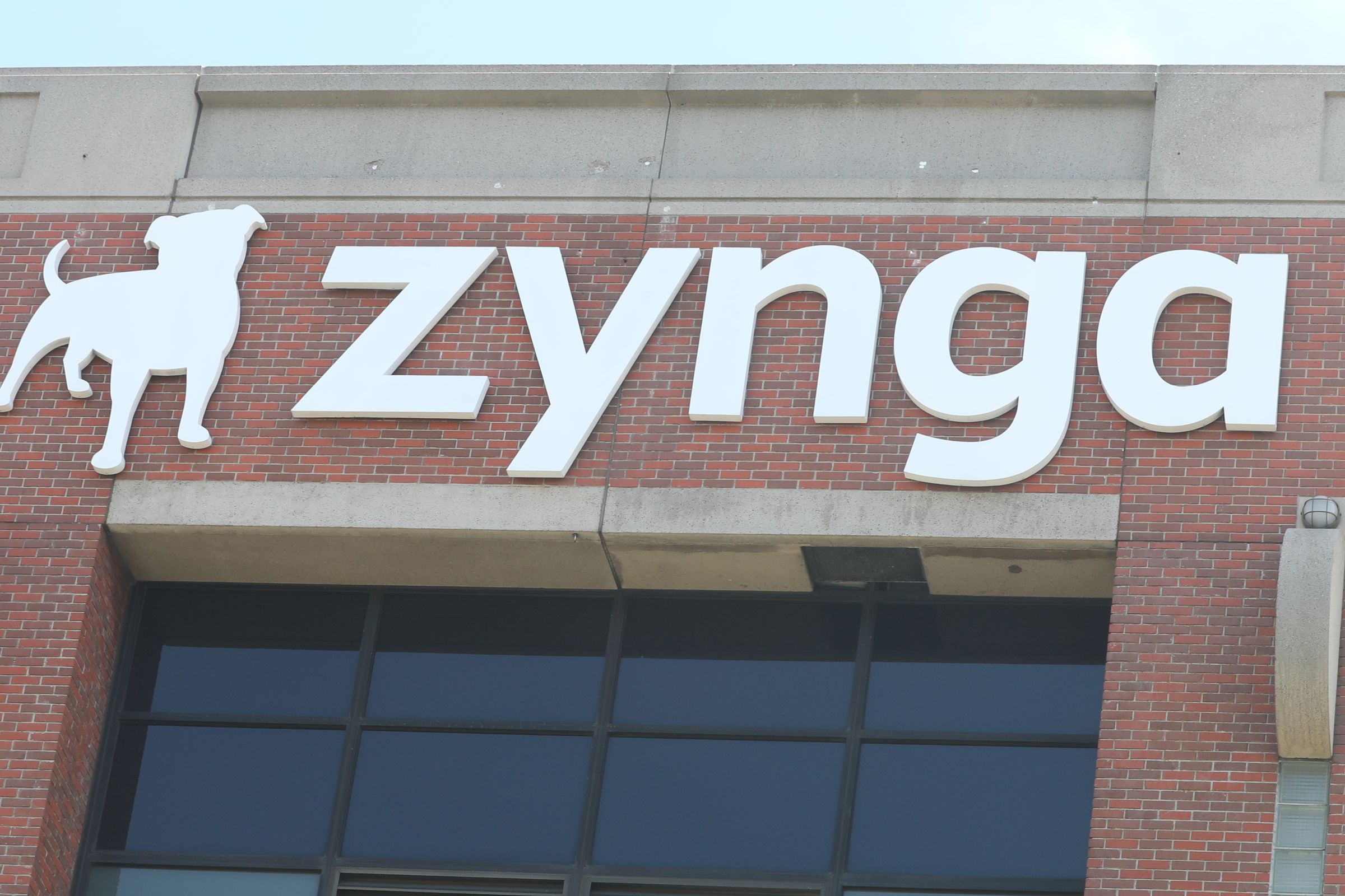 Zynga logo seen outside the top corner of the building on Tuesday, May 28, 2019 in San Francisco, Calif. Zynga is selling its headquarters building, but will lease it back and remained headquartered there