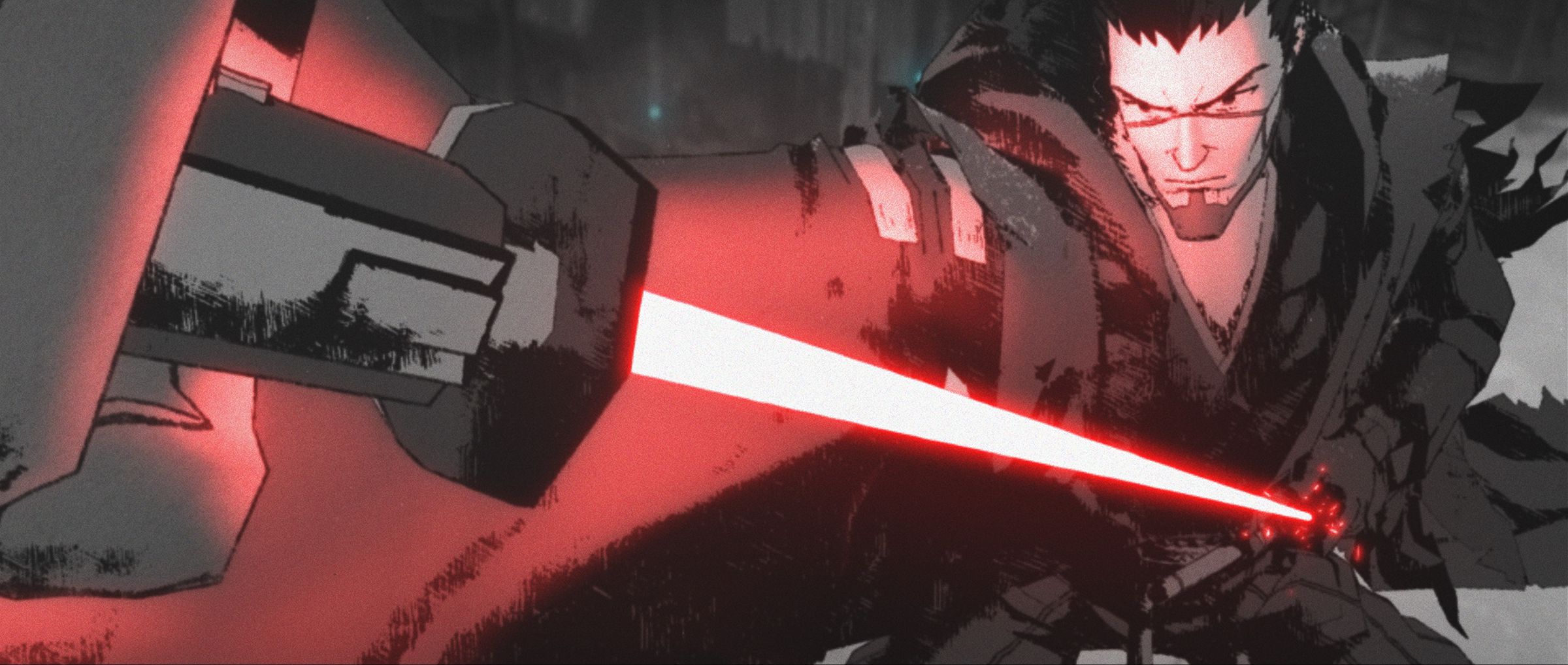 A lightsaber-wielding Ronin in Star Wars: Visions.