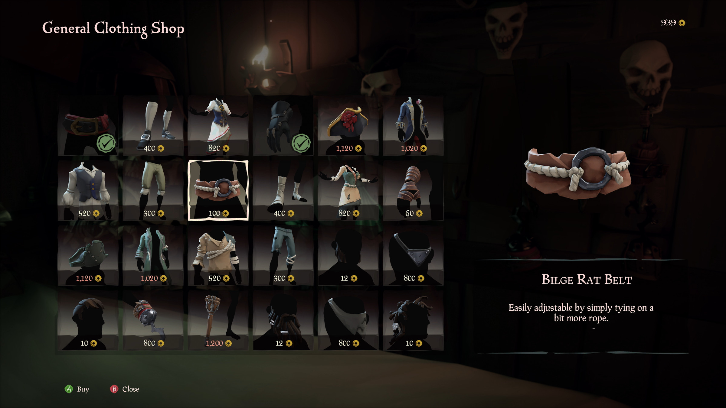 Sea of Thieves customization options.
