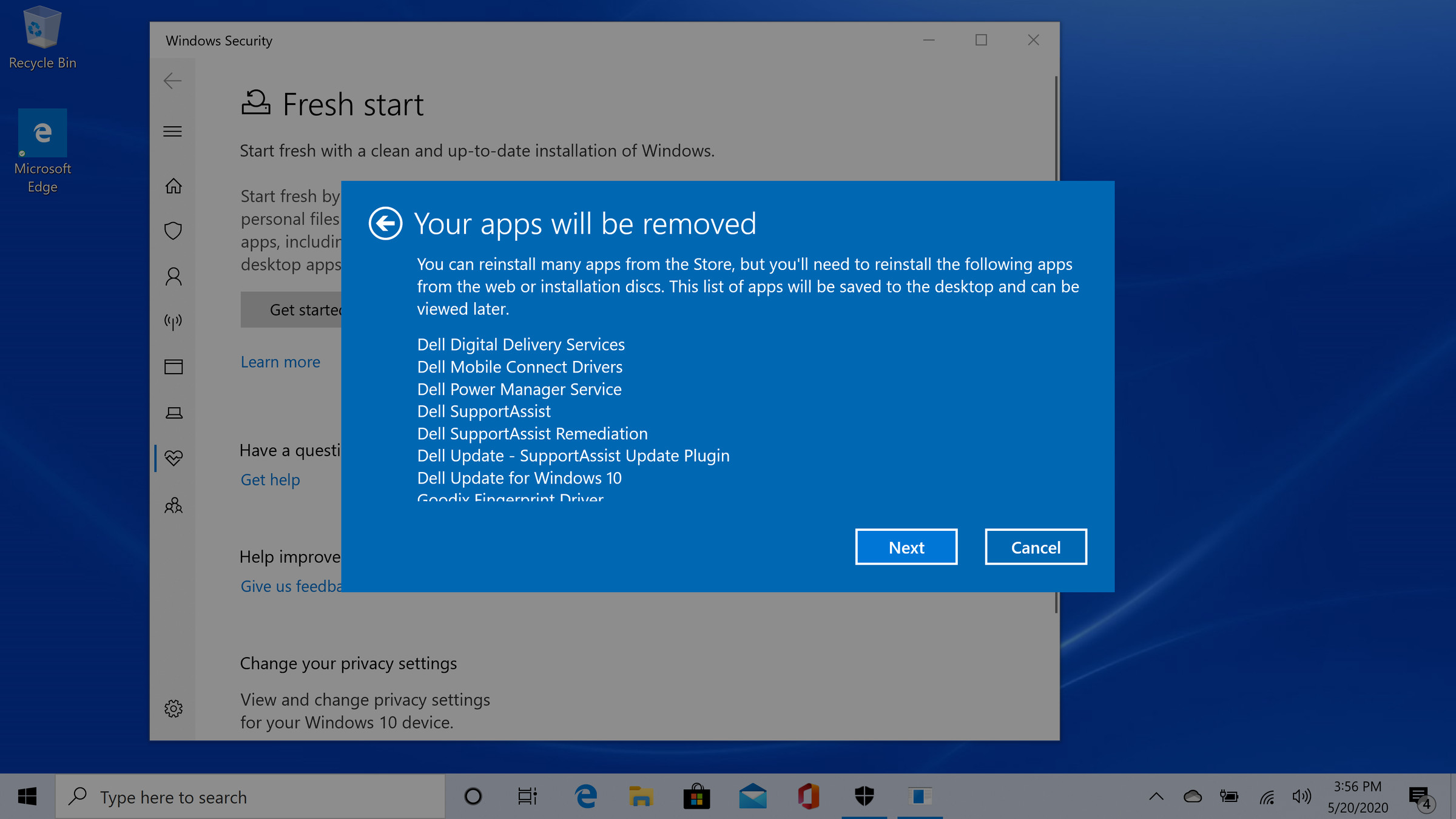Windows 10 Fresh start