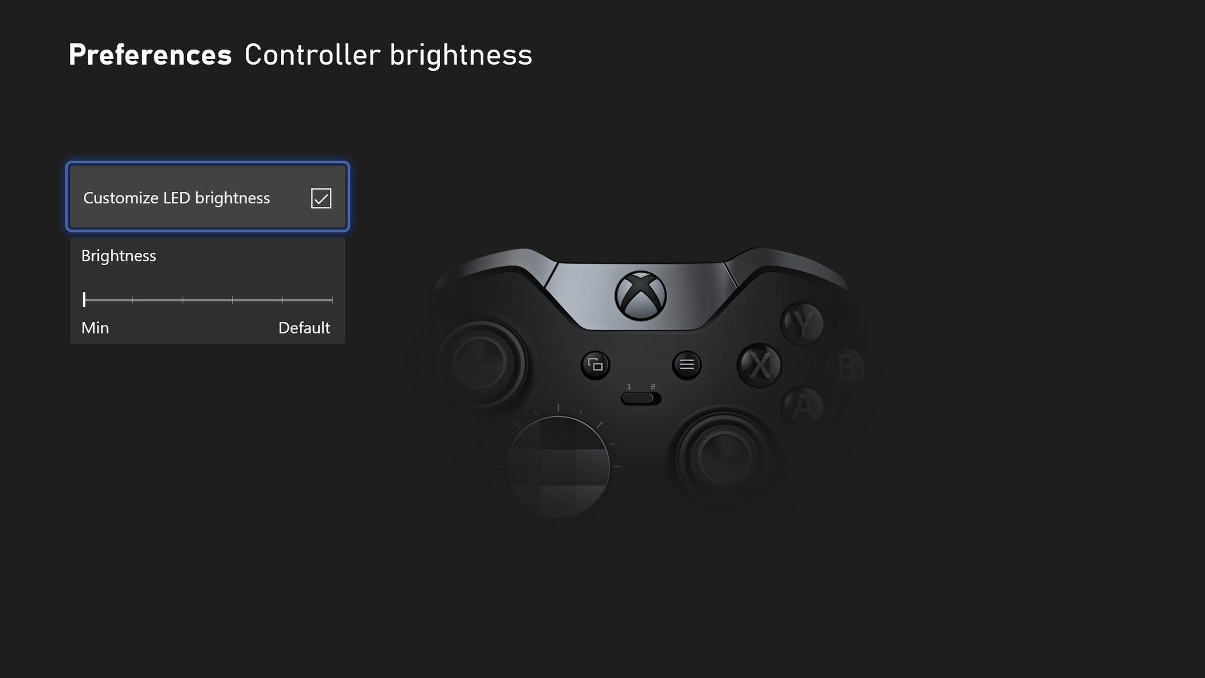 The Xbox night mode lets you dim a controller LED brightness.