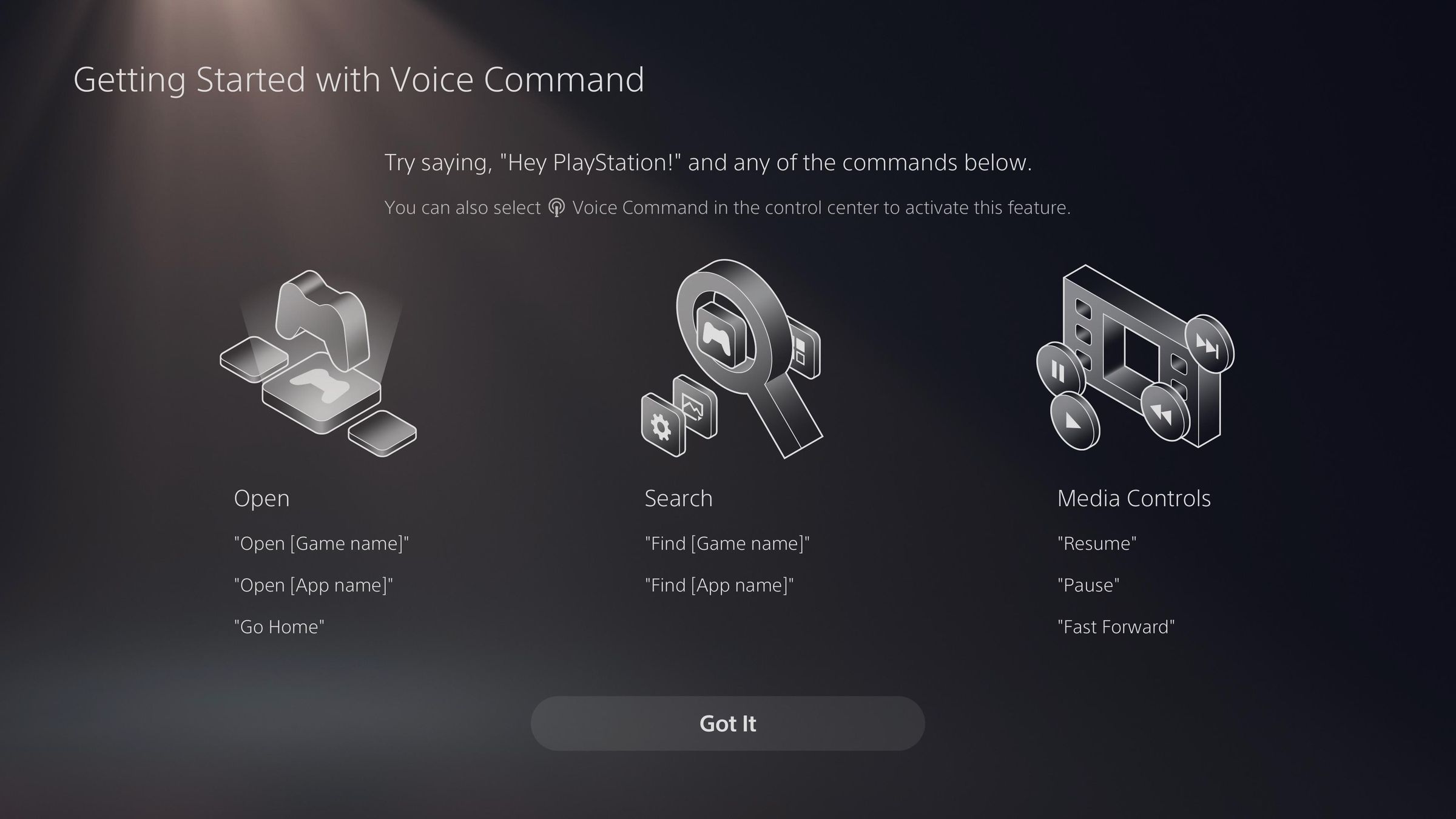 Here are some of voice commands available.