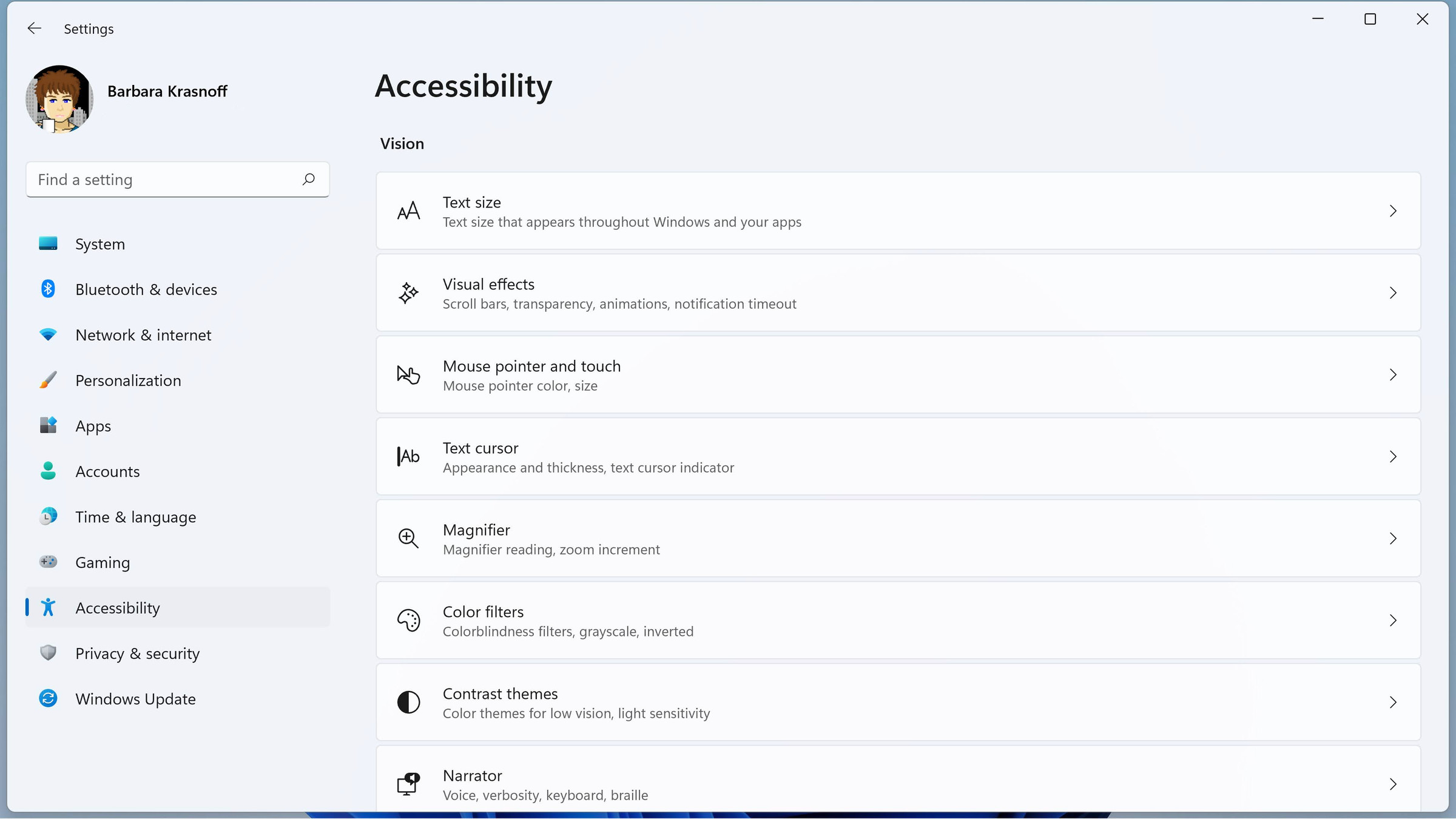 Accessibility menu
