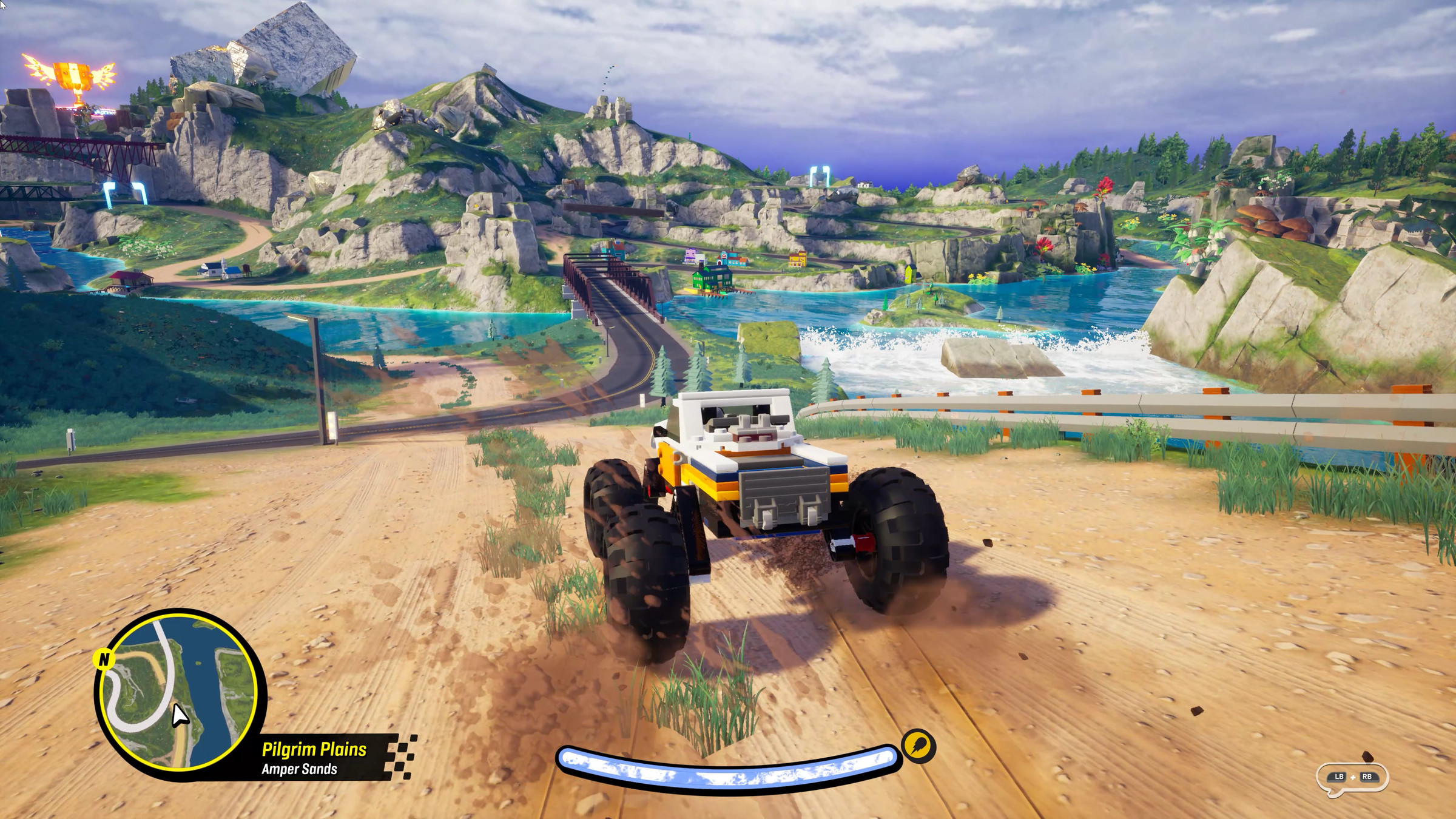 Screenshot of a truck racing cross-country.