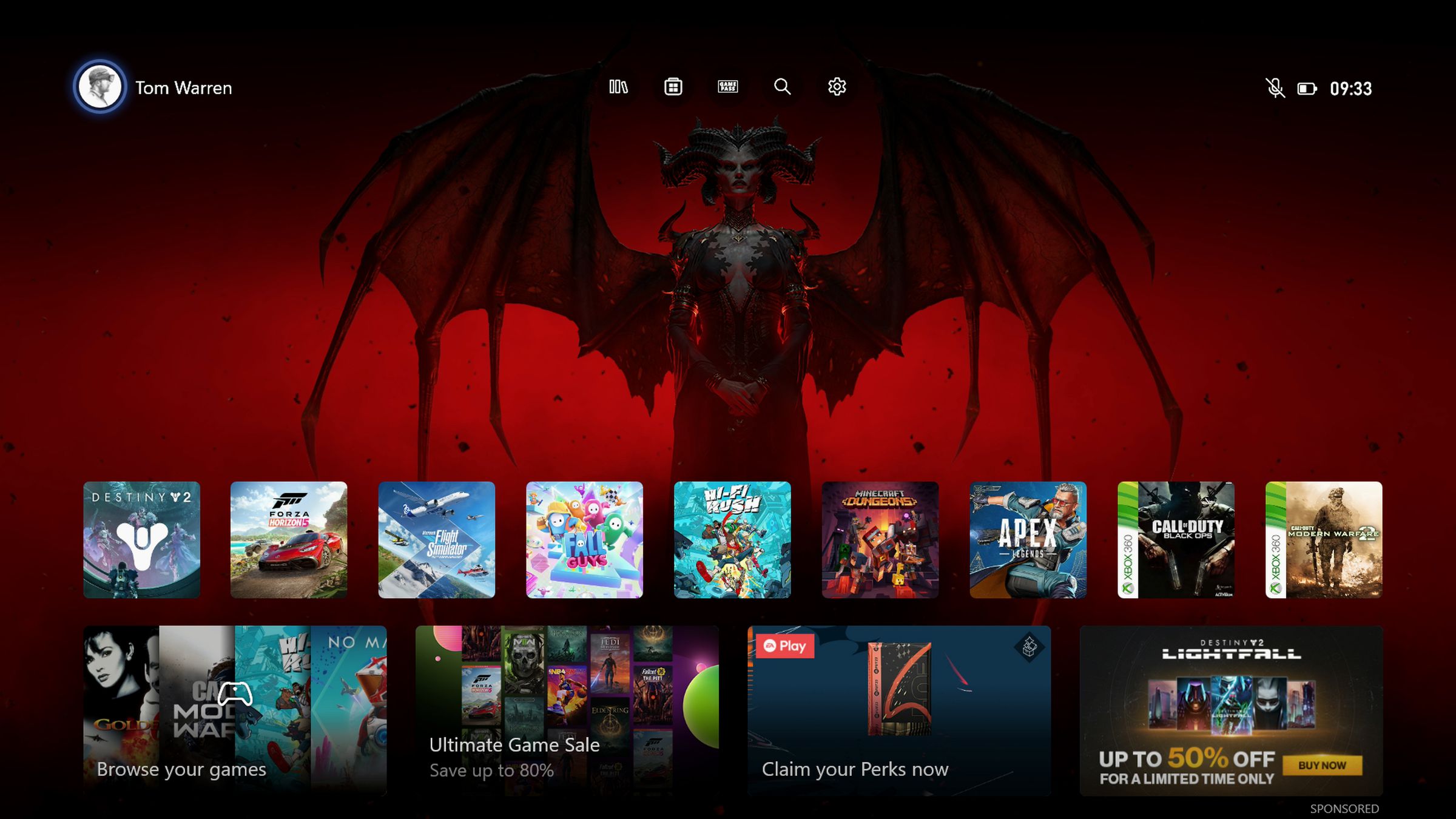 The new Xbox Home UI.