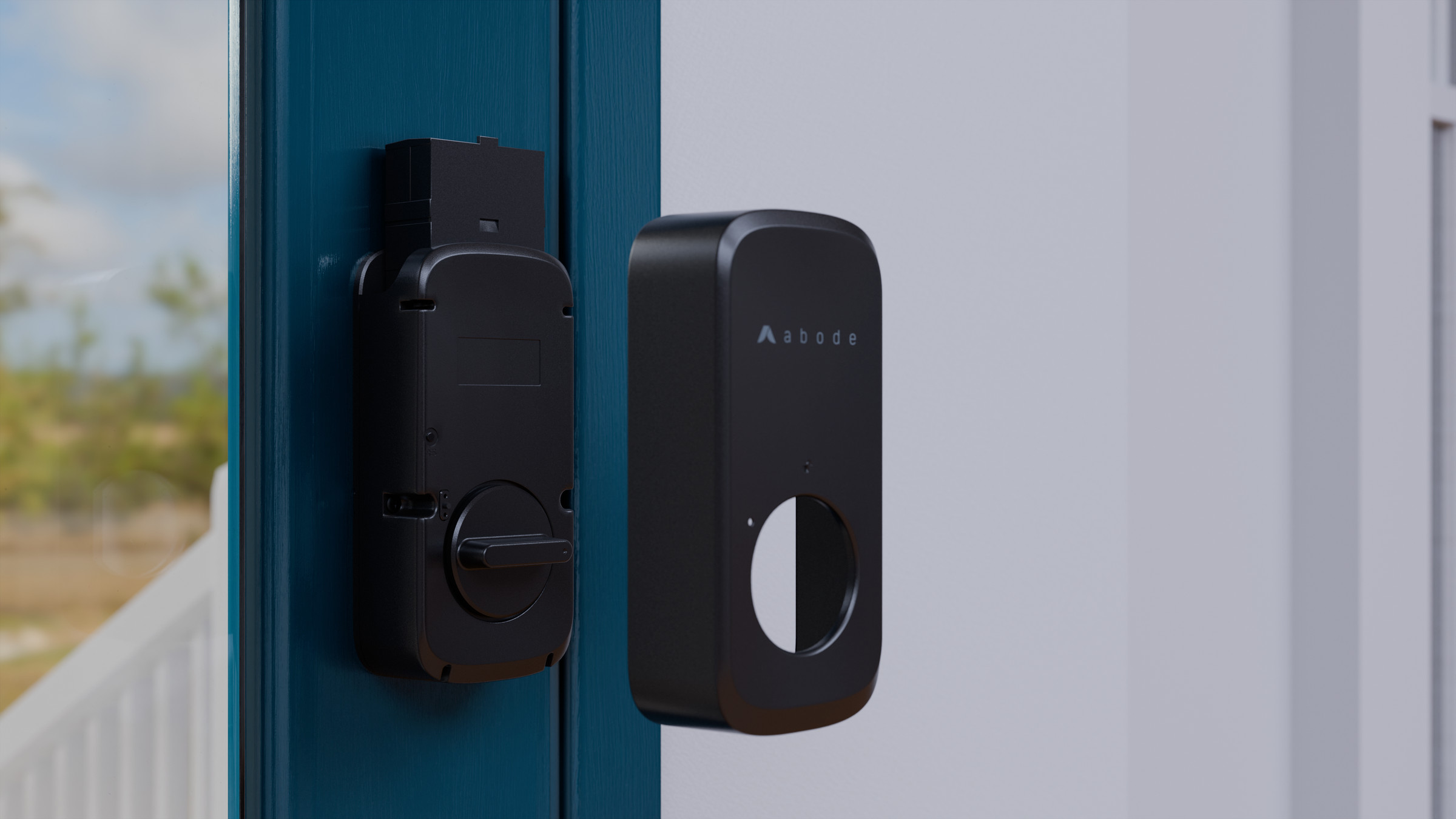 The Abode Lock replaces the thumb turn of an existing deadbolt and has a rechargeable lithium-ion battery.