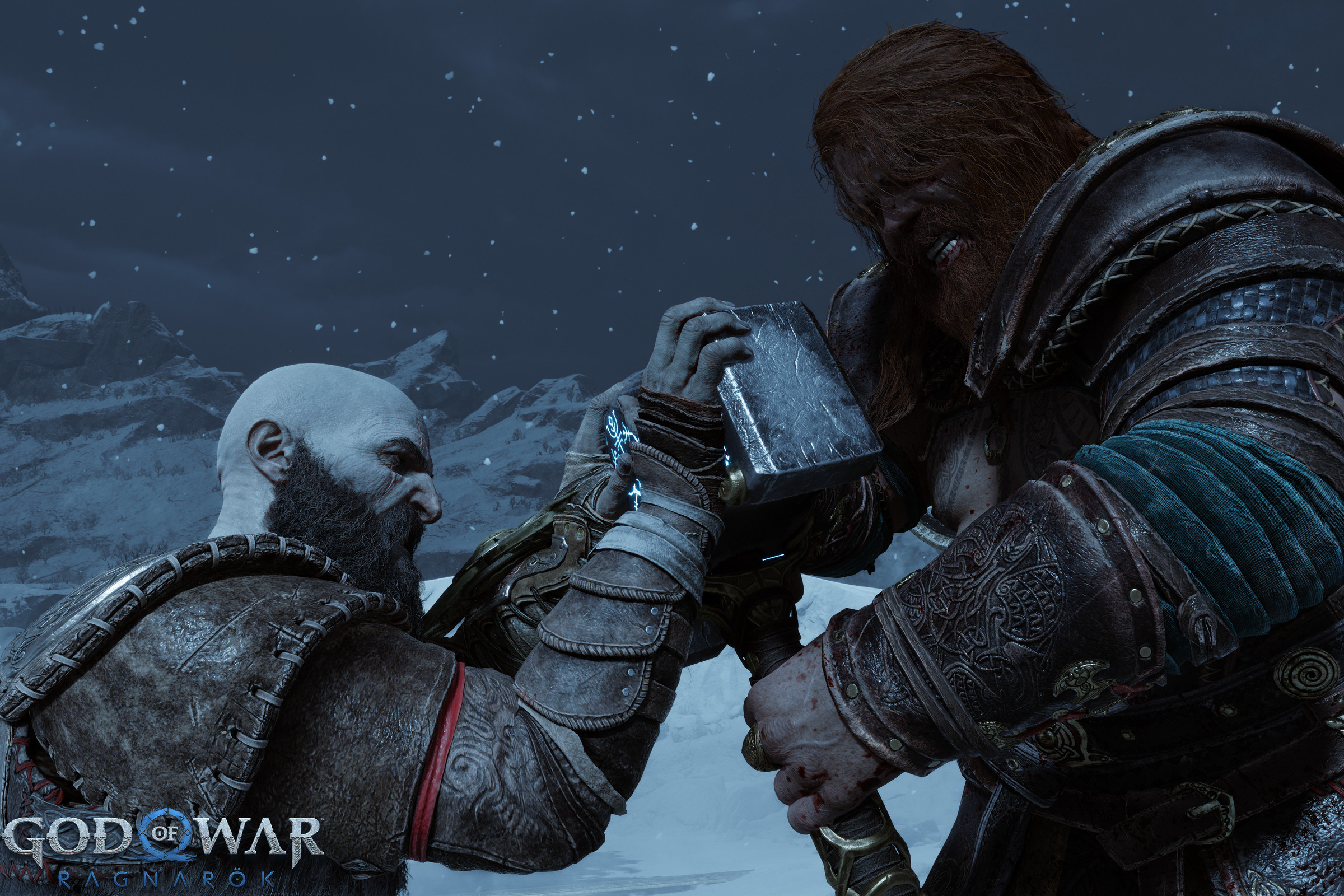 Kratos and Thor face off in God of War Ragnarök.