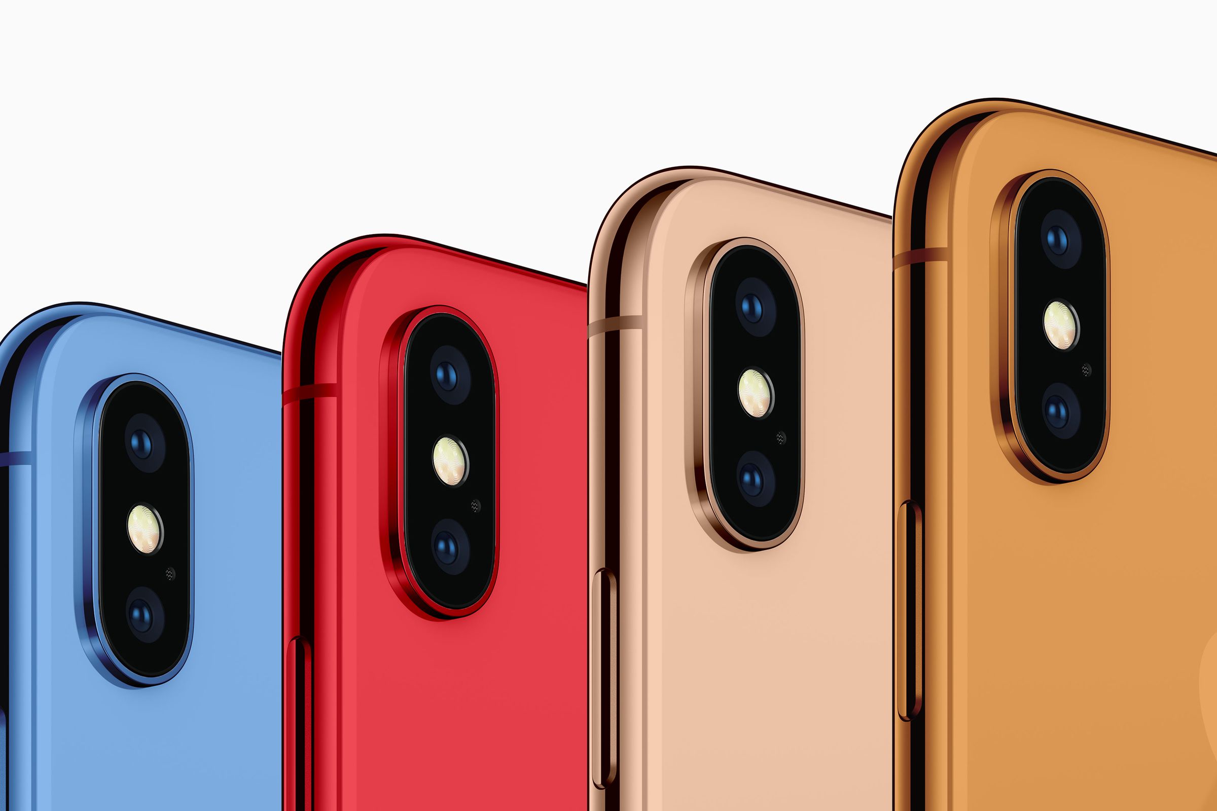 A mock-up showing what new, colored iPhones might look like. 