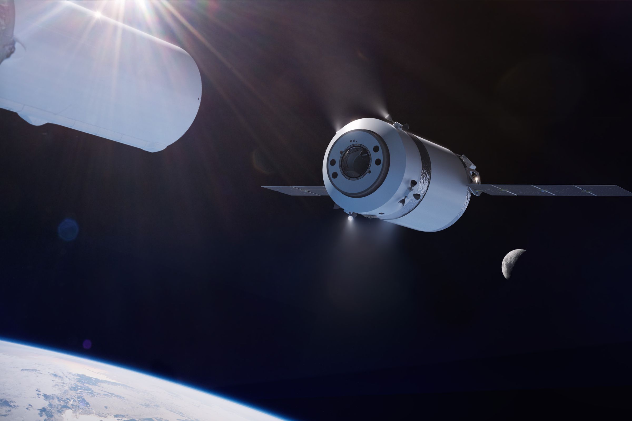 An artistic rendering of SpaceX’s proposed Dragon XL cargo spacecraft