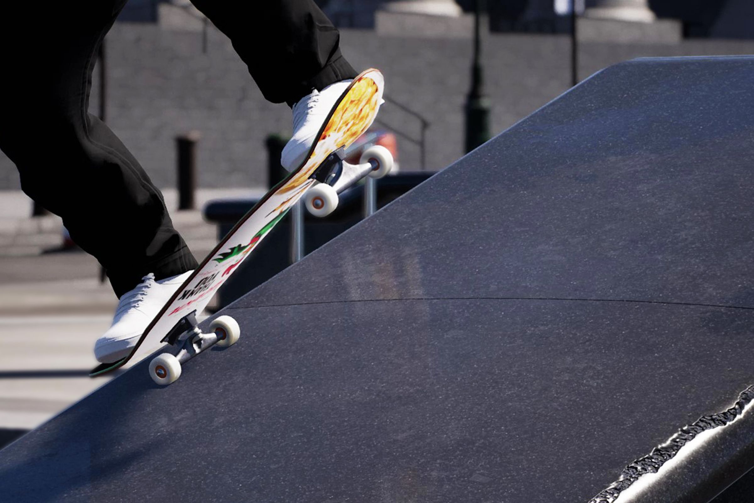 A screenshot from the skateboarding game Session: Skate Sim.