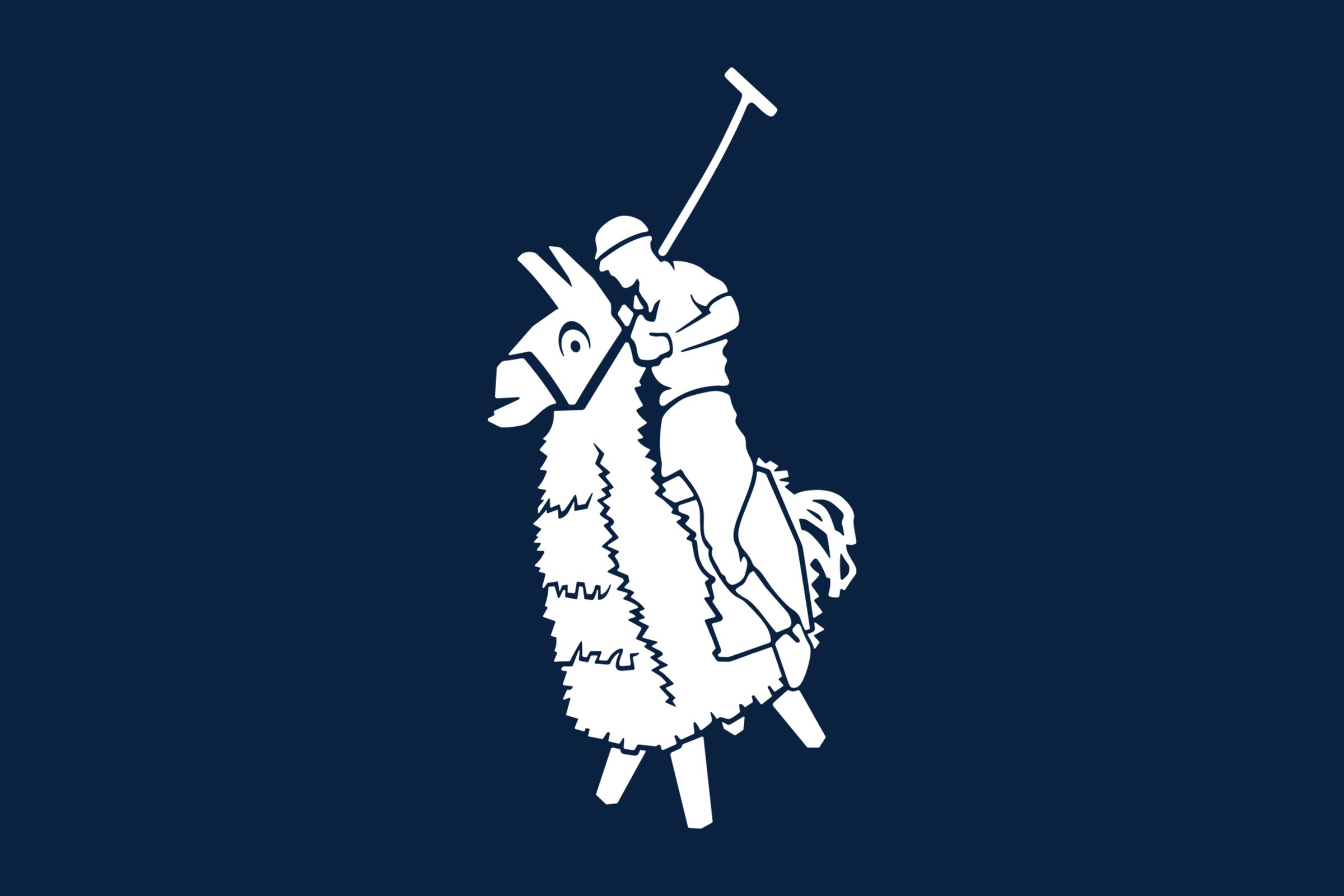 The Ralph Lauren logo redesigned with a Fortnite llama.
