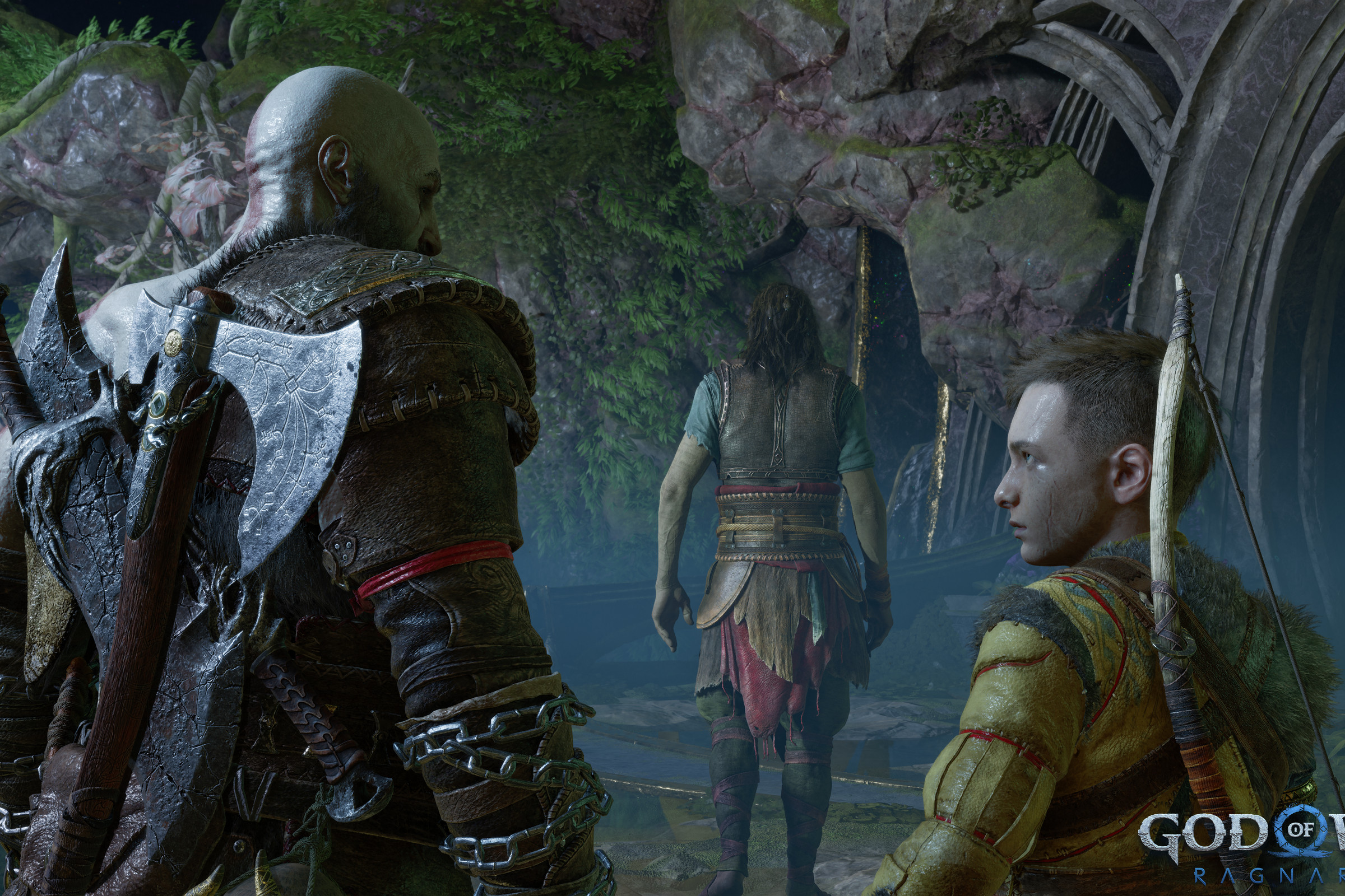 A screenshot of Kratos and Atreus in God of War Ragnarök.
