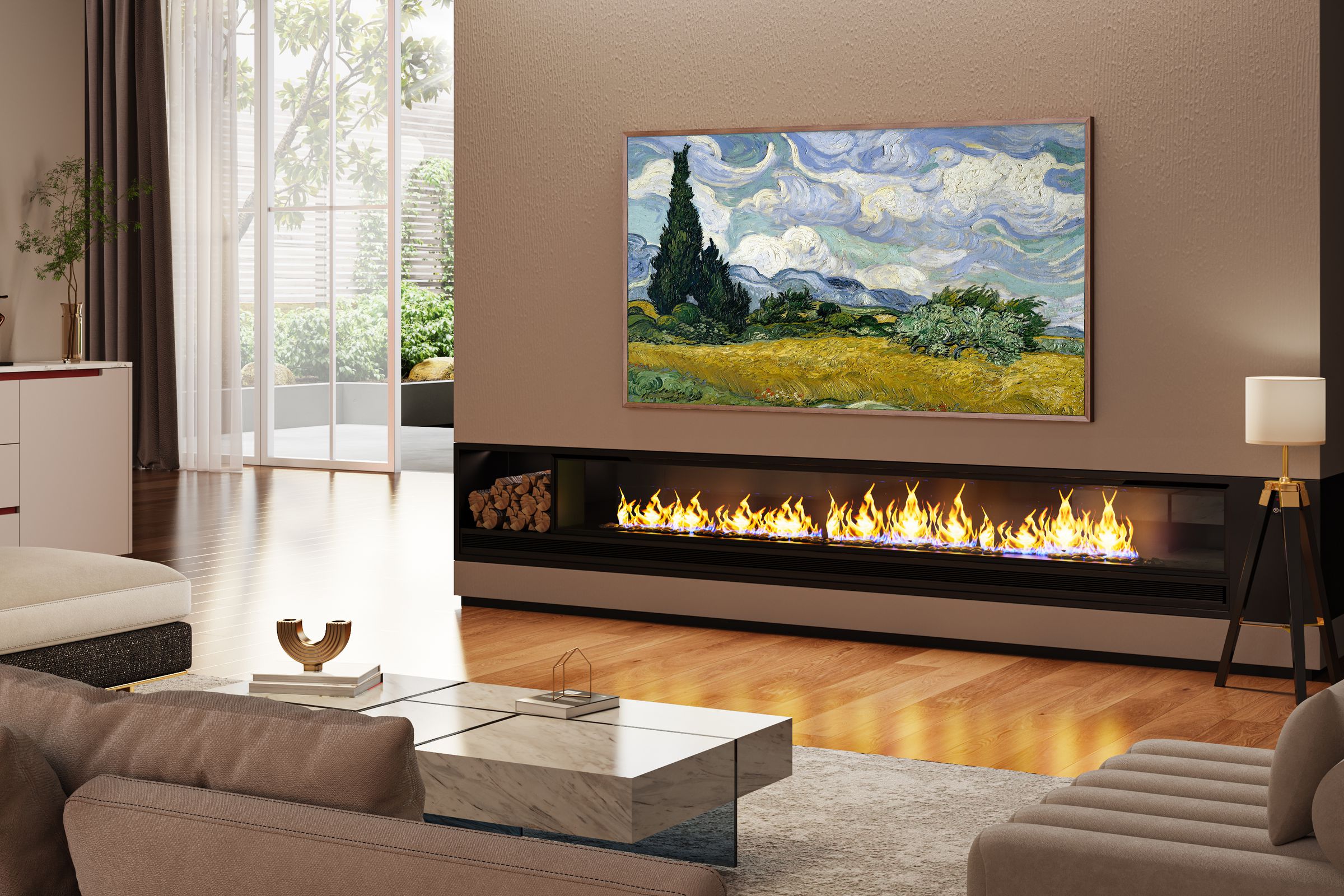 A photo showing the Hisense CanvasTV in a living room