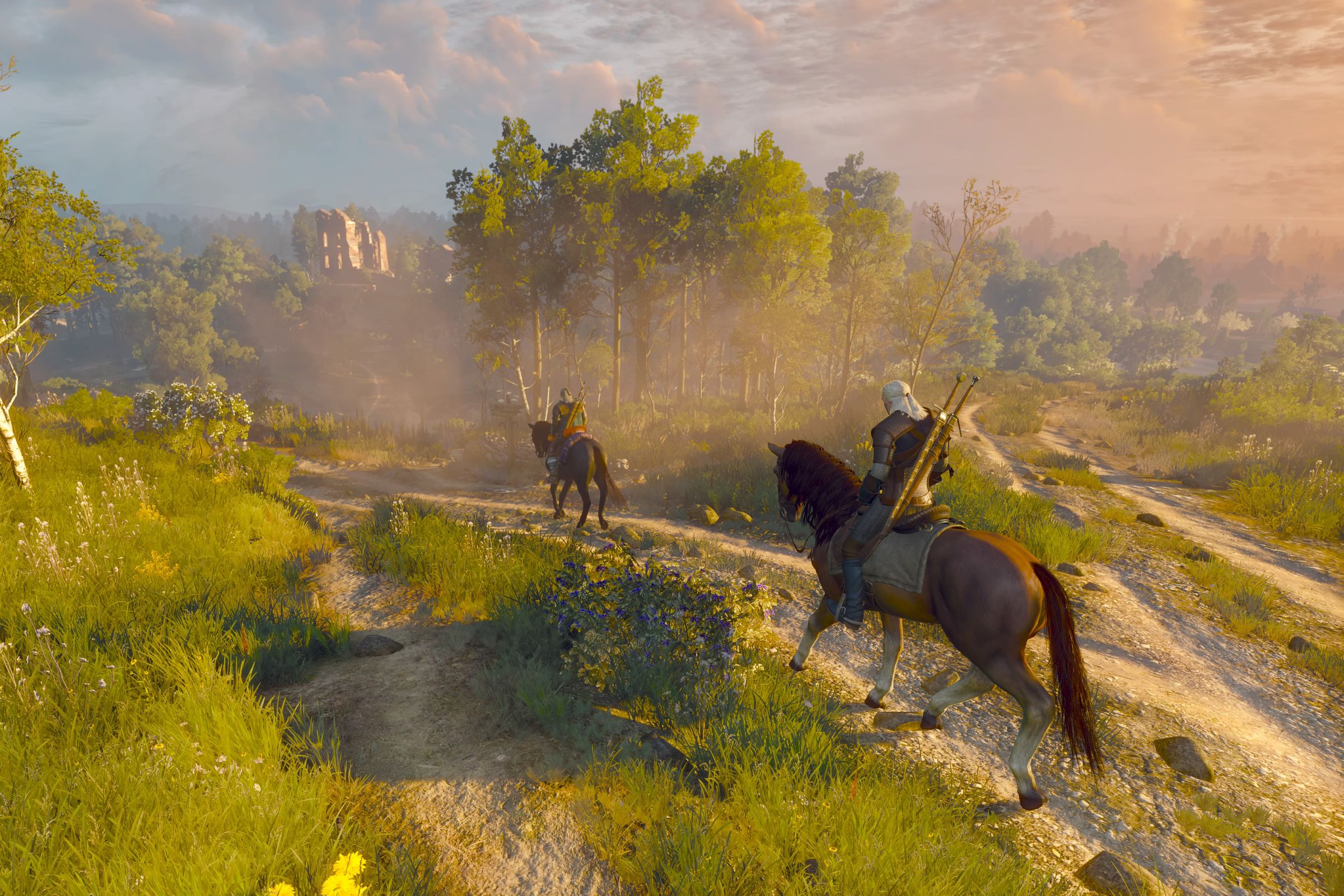 A screenshot of The Witcher 3 running on the PS5.