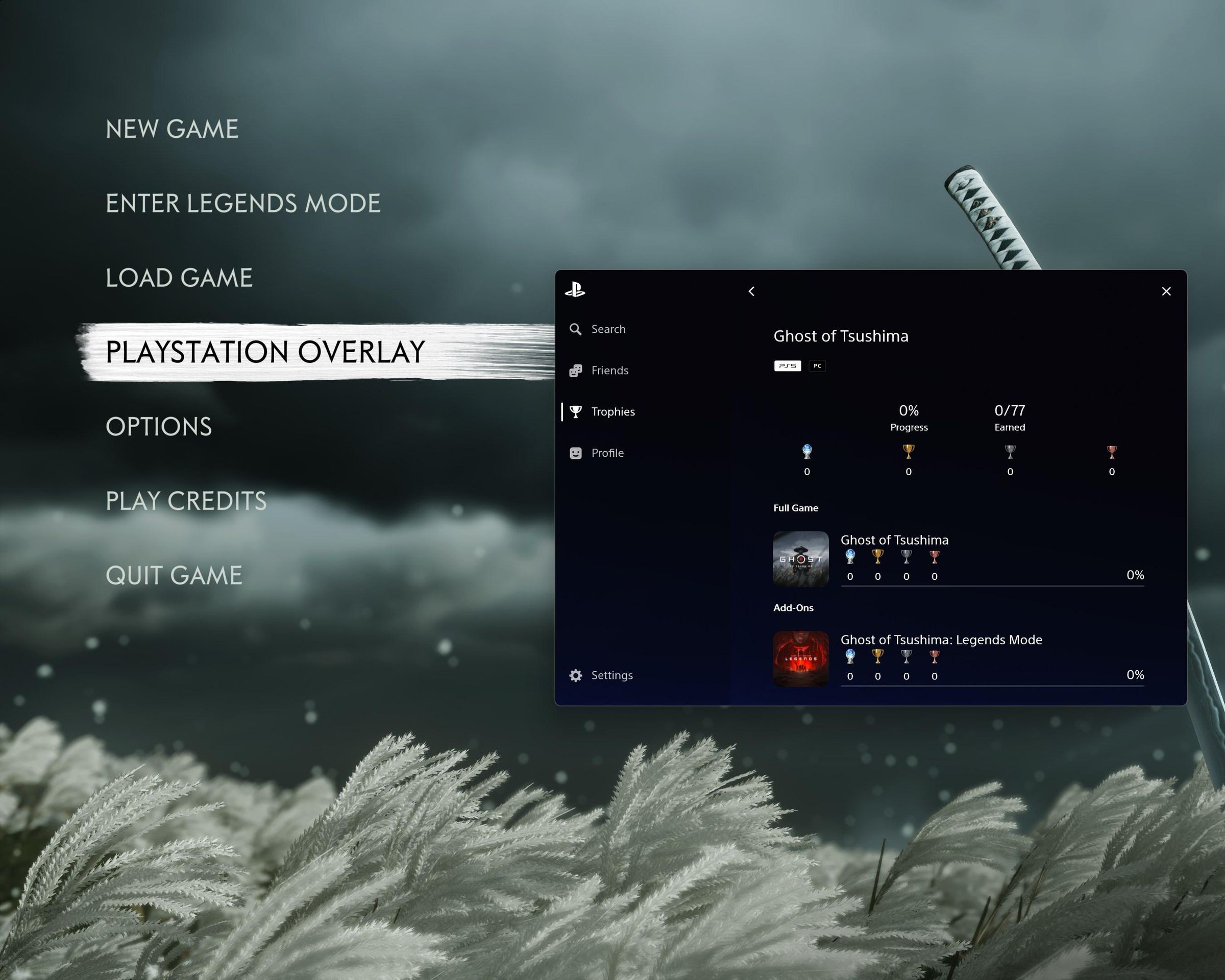 A screenshot of the new PlayStation PC overlay