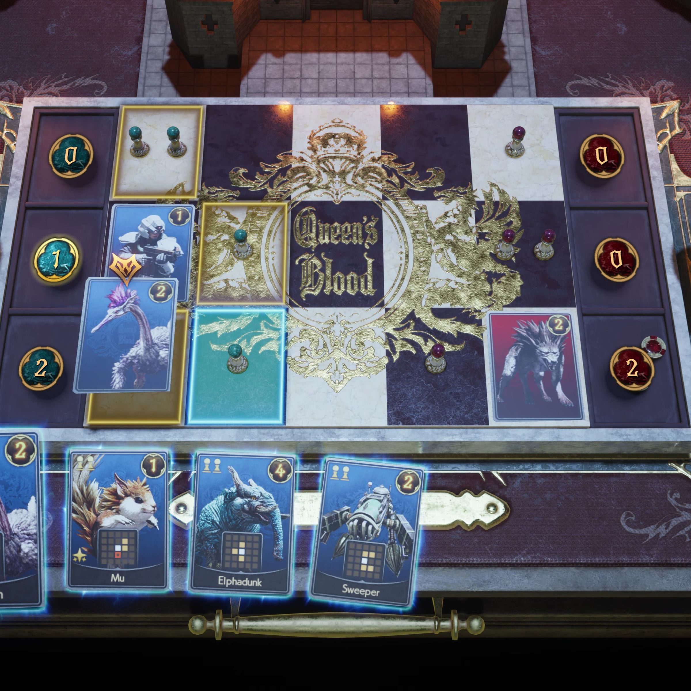 Screenshot from Final Fantasy VII Rebirth featuring the Queen’s Blood card minigame.