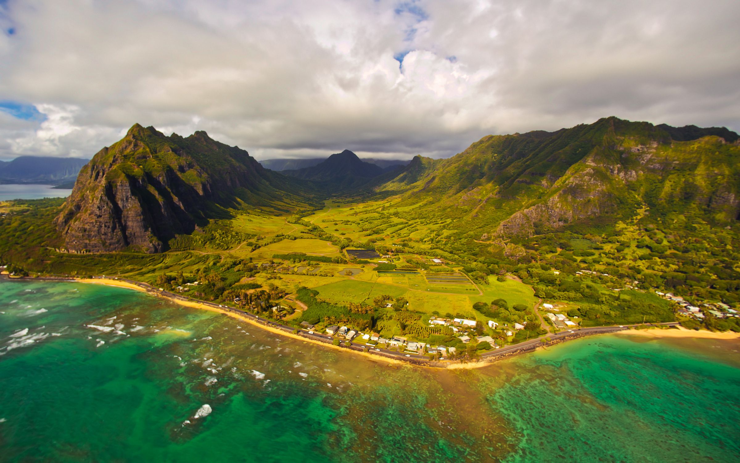 Panoramic shot of a Hawaiian island