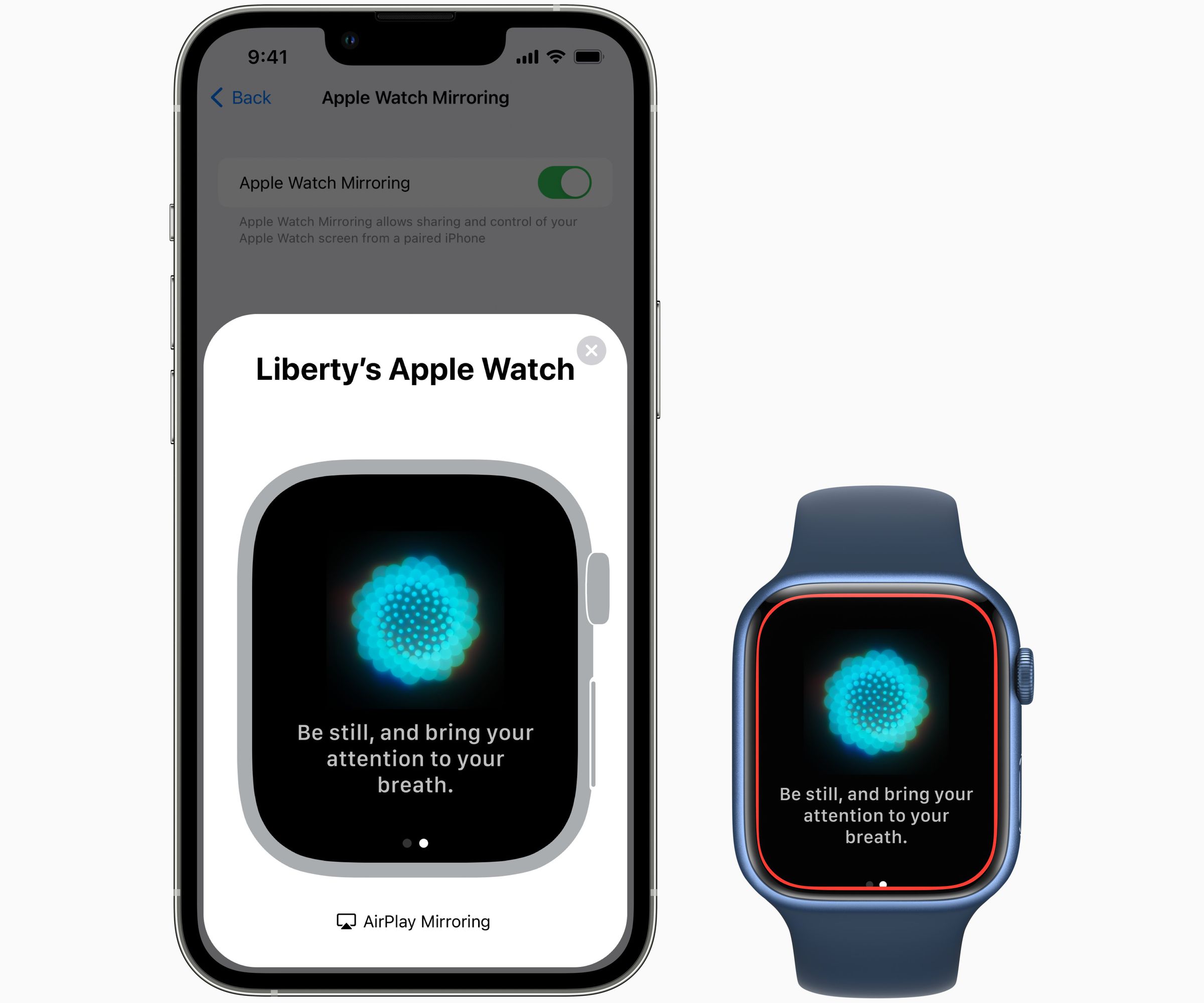 Apple Watch mirroring with iPhone
